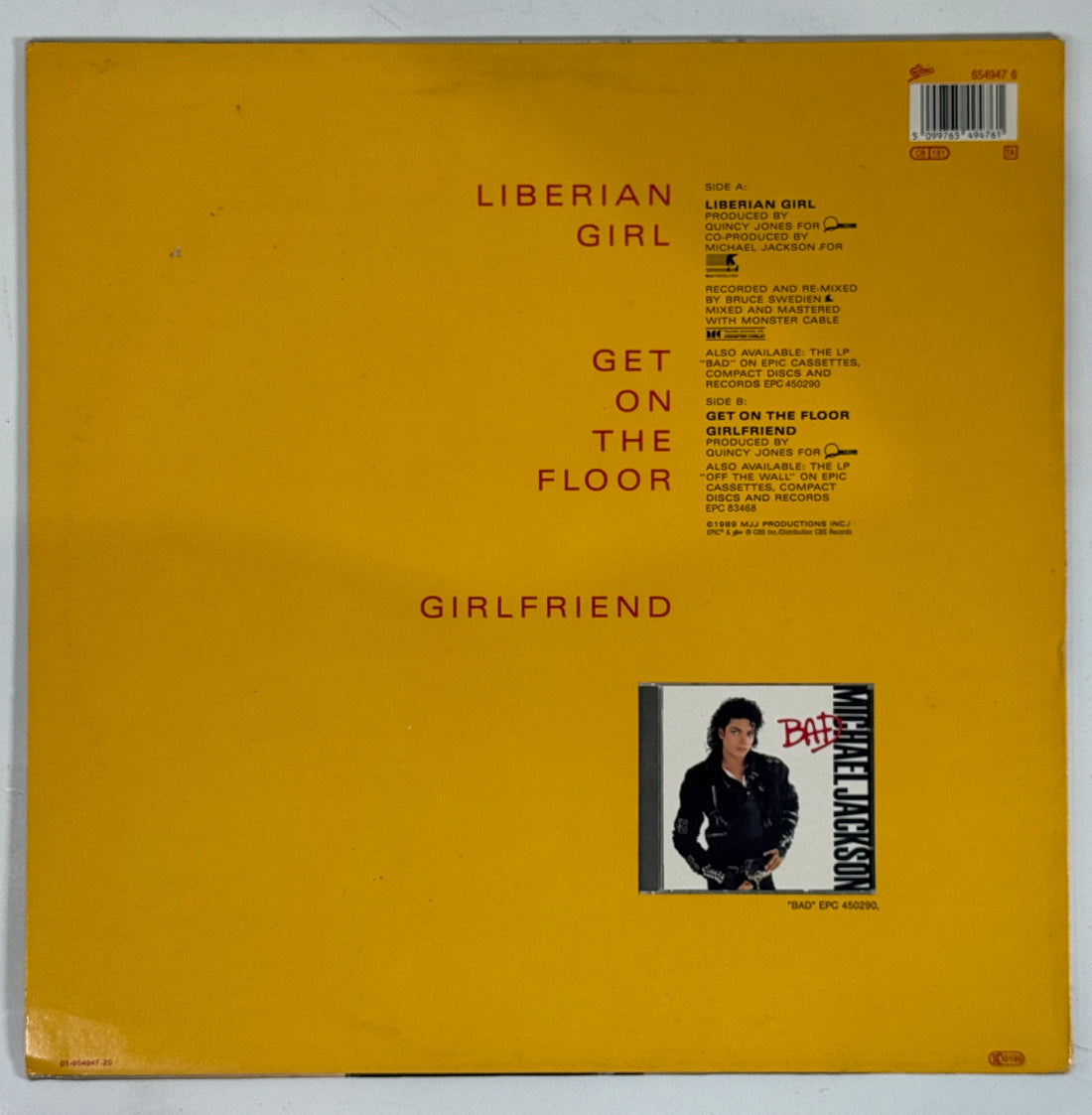 1987 Michael Jackson 12” – Liberian Girl Maxi-Single, Holland Pressing