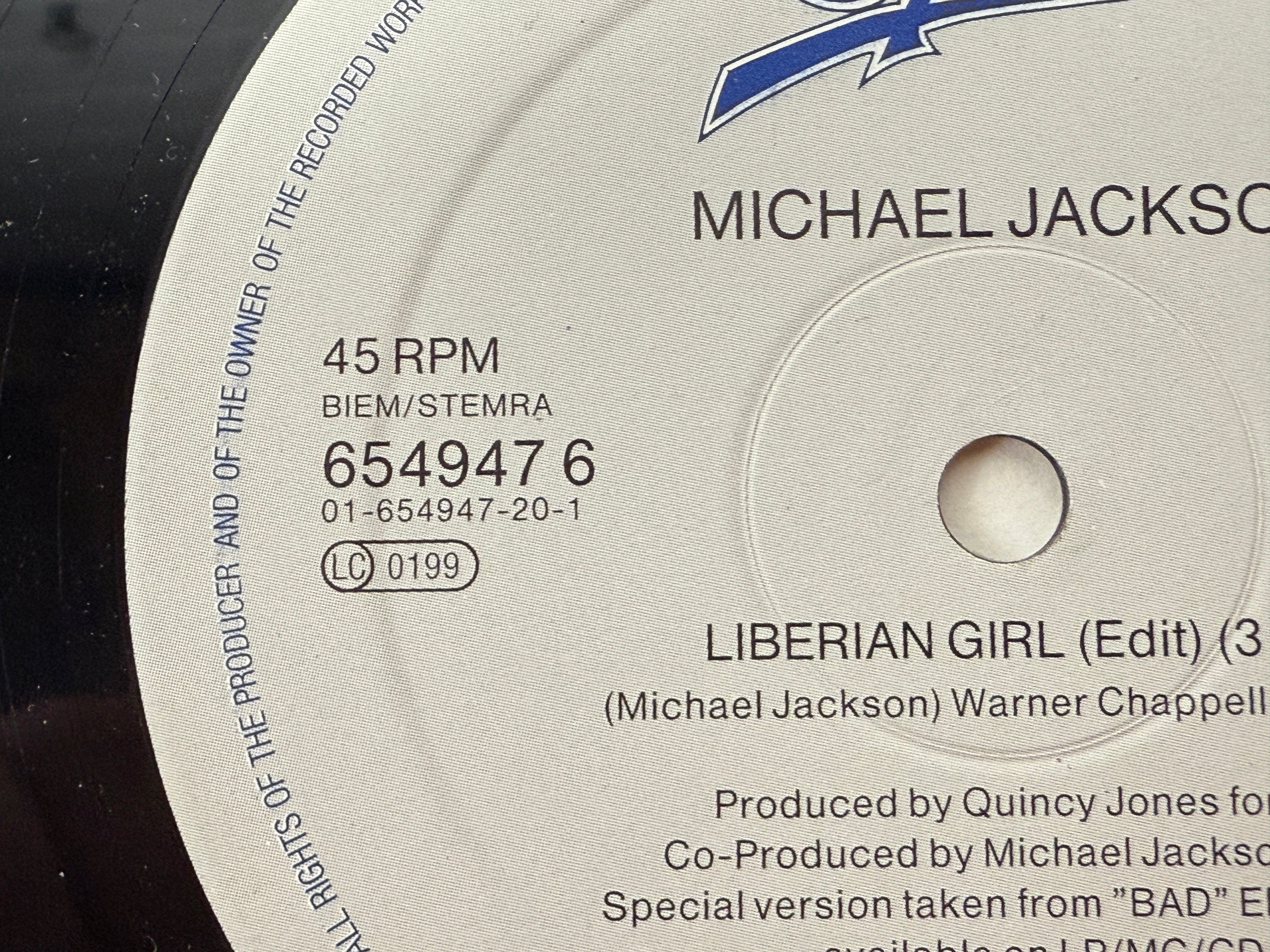 1987 Michael Jackson 12” – Liberian Girl Maxi-Single, Holland Pressing