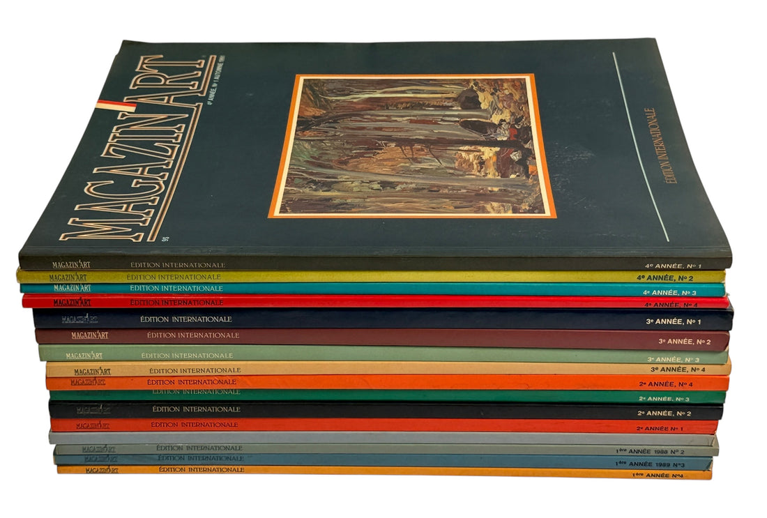 Vintage Magazin’Art collection of 16 early issues featuring Quebec and Canadian artists, galleries, exhibitions and richly illustrated fine art.