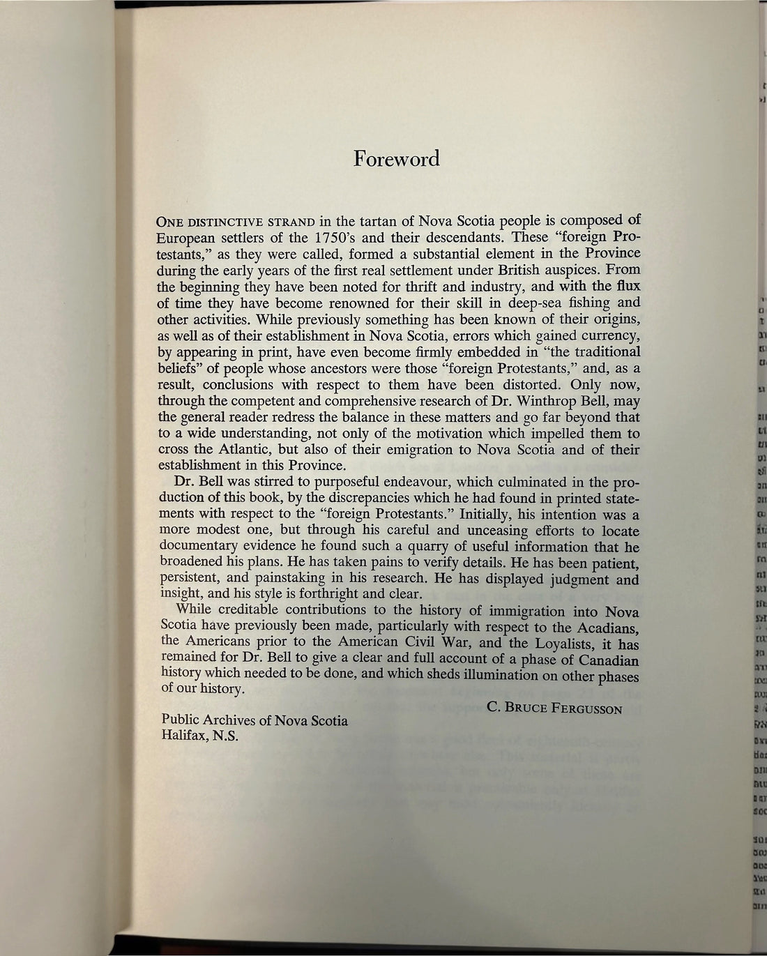 1961 Winthrop Bell Foreign Protestants and Settlement of Nova Scotia hardcover, University of Toronto Press, with original dust jacket.