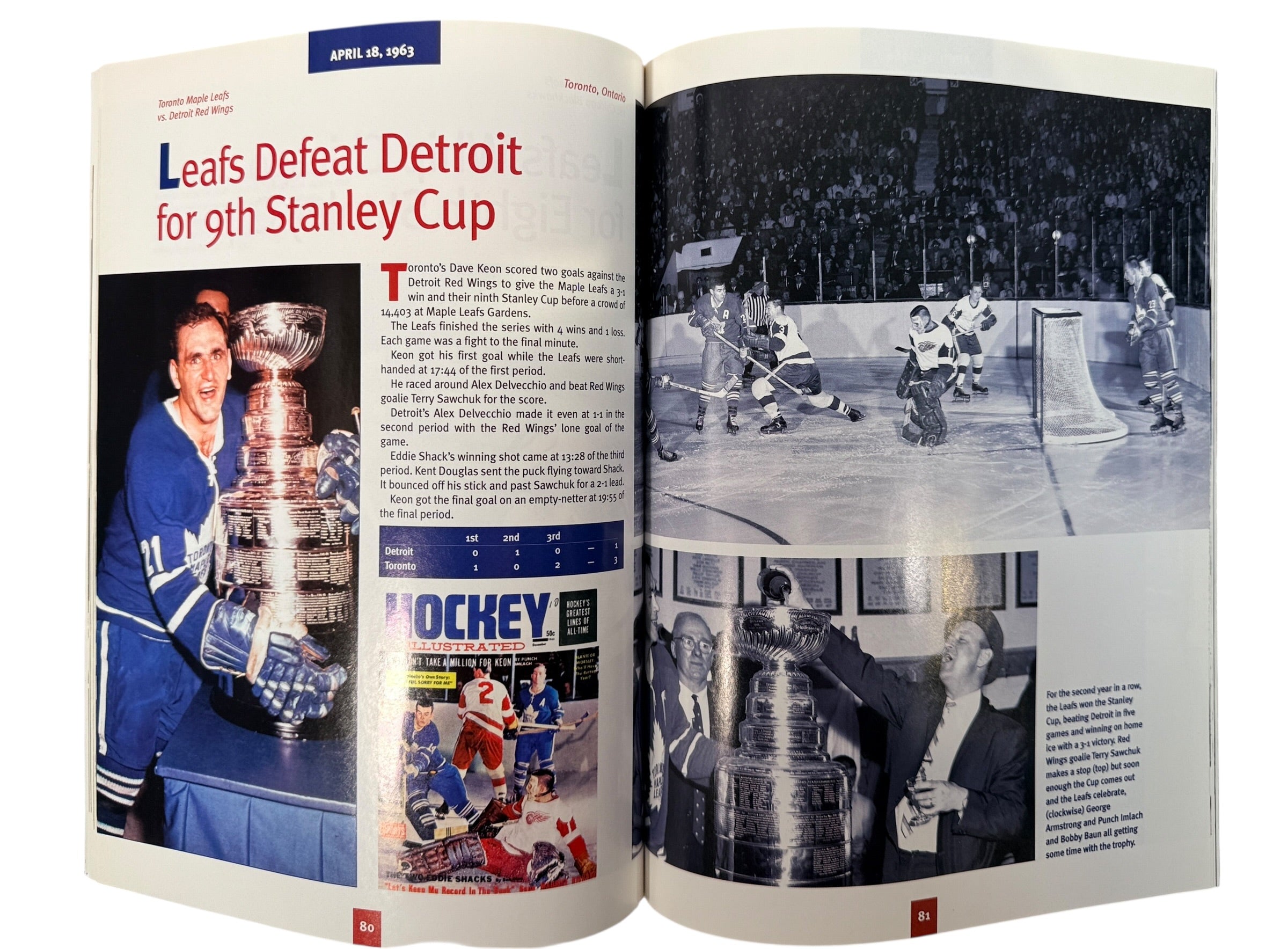 Vintage Stanley Cup hockey history book featuring iconic Canadian teams, archival photos and championship moments. Great sports collectible or gift.