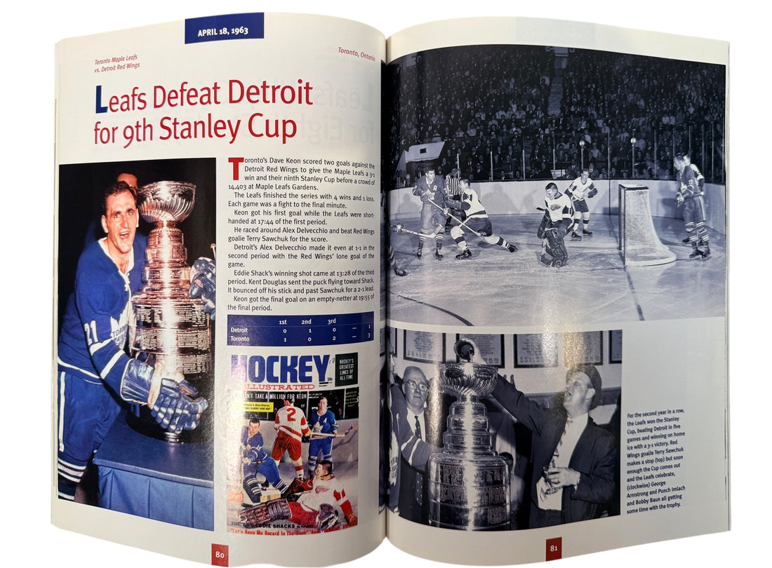 Vintage Stanley Cup hockey history book featuring iconic Canadian teams, archival photos and championship moments. Great sports collectible or gift.