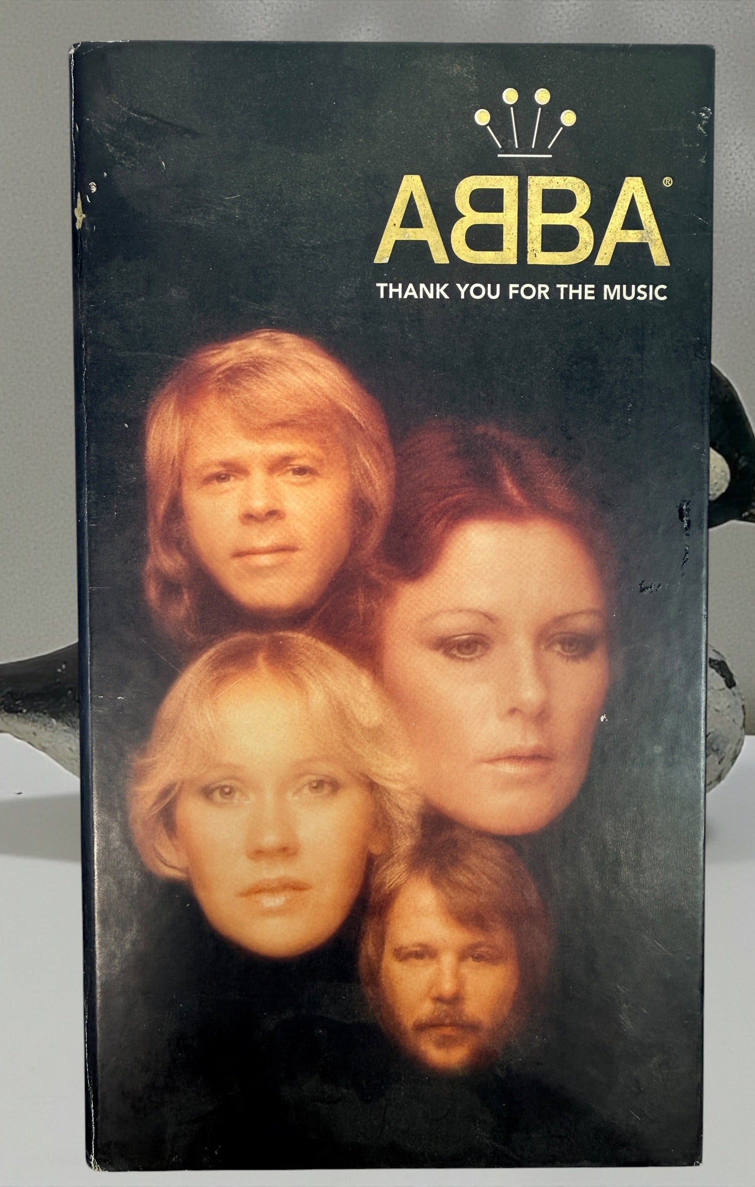 ABBA Thank You for the Music 1994 4-CD BMG box set with illustrated booklet, rarities and B-sides. Complete vintage USA edition with unverified writing.