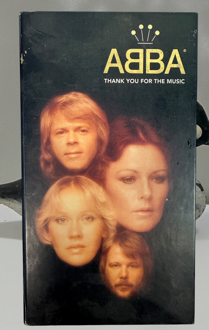 ABBA Thank You for the Music 1994 4-CD BMG box set with illustrated booklet, rarities and B-sides. Complete vintage USA edition with unverified writing.