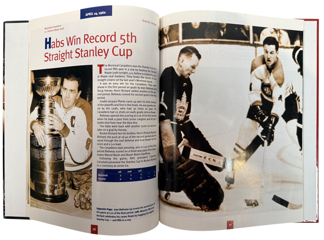 Vintage Stanley Cup hockey history book featuring iconic Canadian teams, archival photos and championship moments. Great sports collectible or gift.