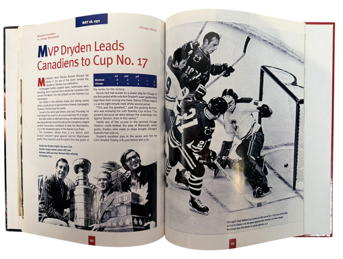 Vintage Stanley Cup hockey history book featuring iconic Canadian teams, archival photos and championship moments. Great sports collectible or gift.