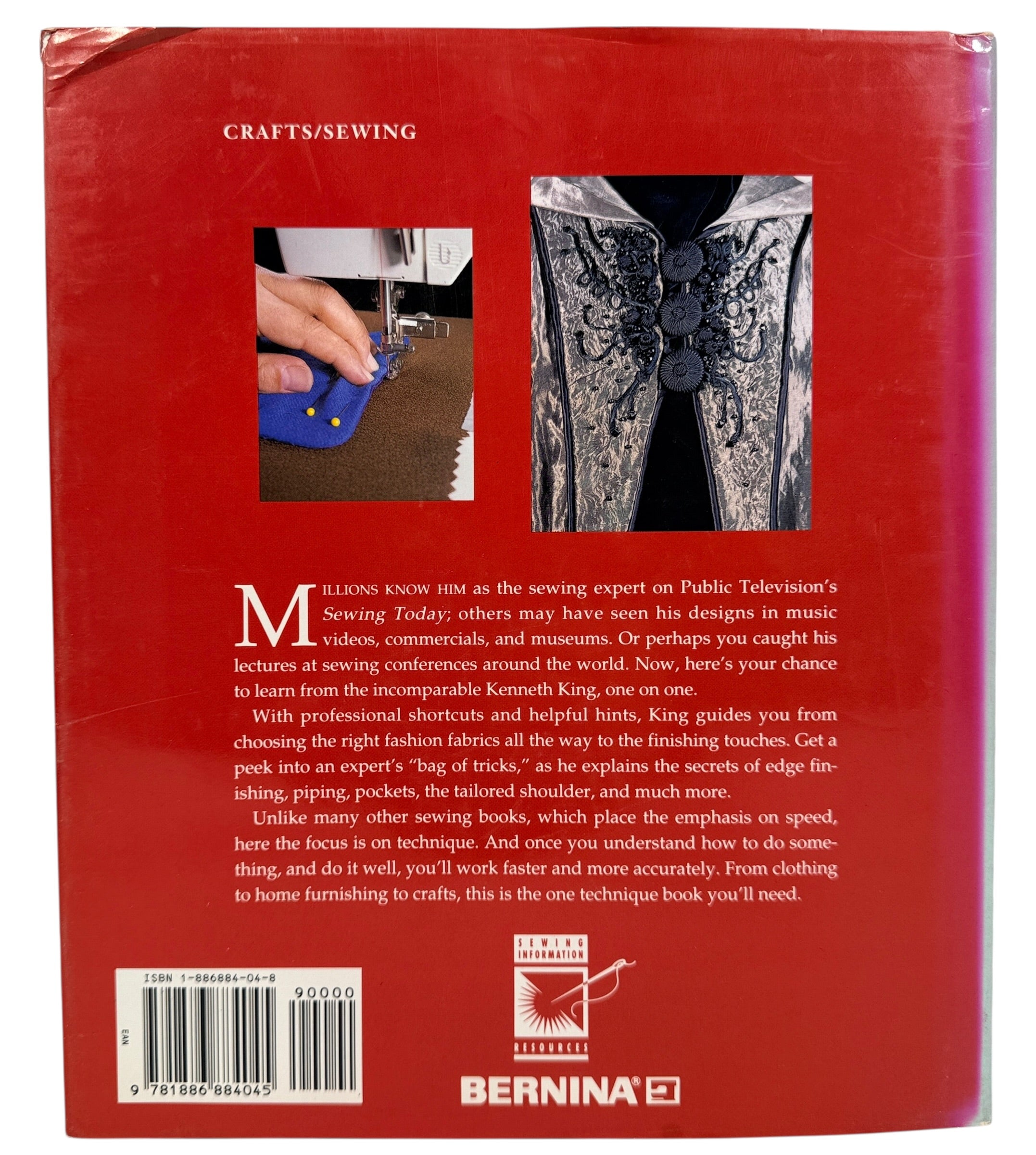 Signed couture sewing techniques book by Kenneth D King. Bernina sewing reference with garment construction tips ideal for fashion students and hobbyists.