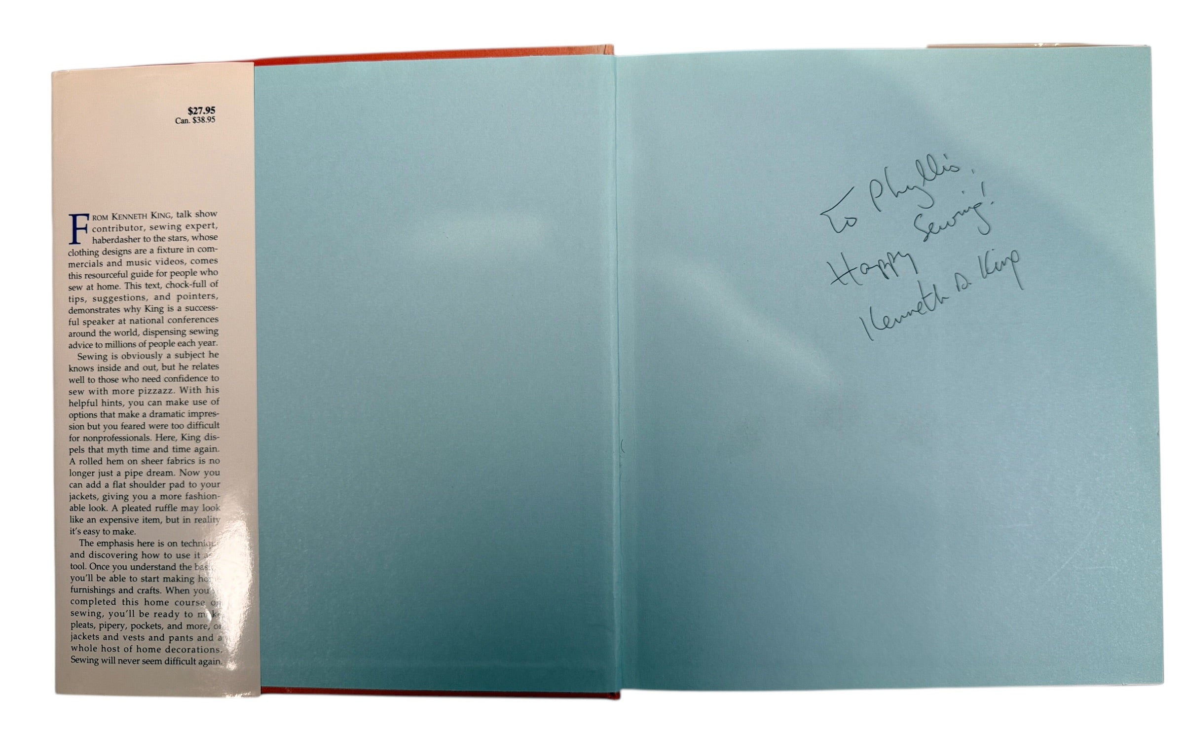 Signed couture sewing techniques book by Kenneth D King. Bernina sewing reference with garment construction tips ideal for fashion students and hobbyists.