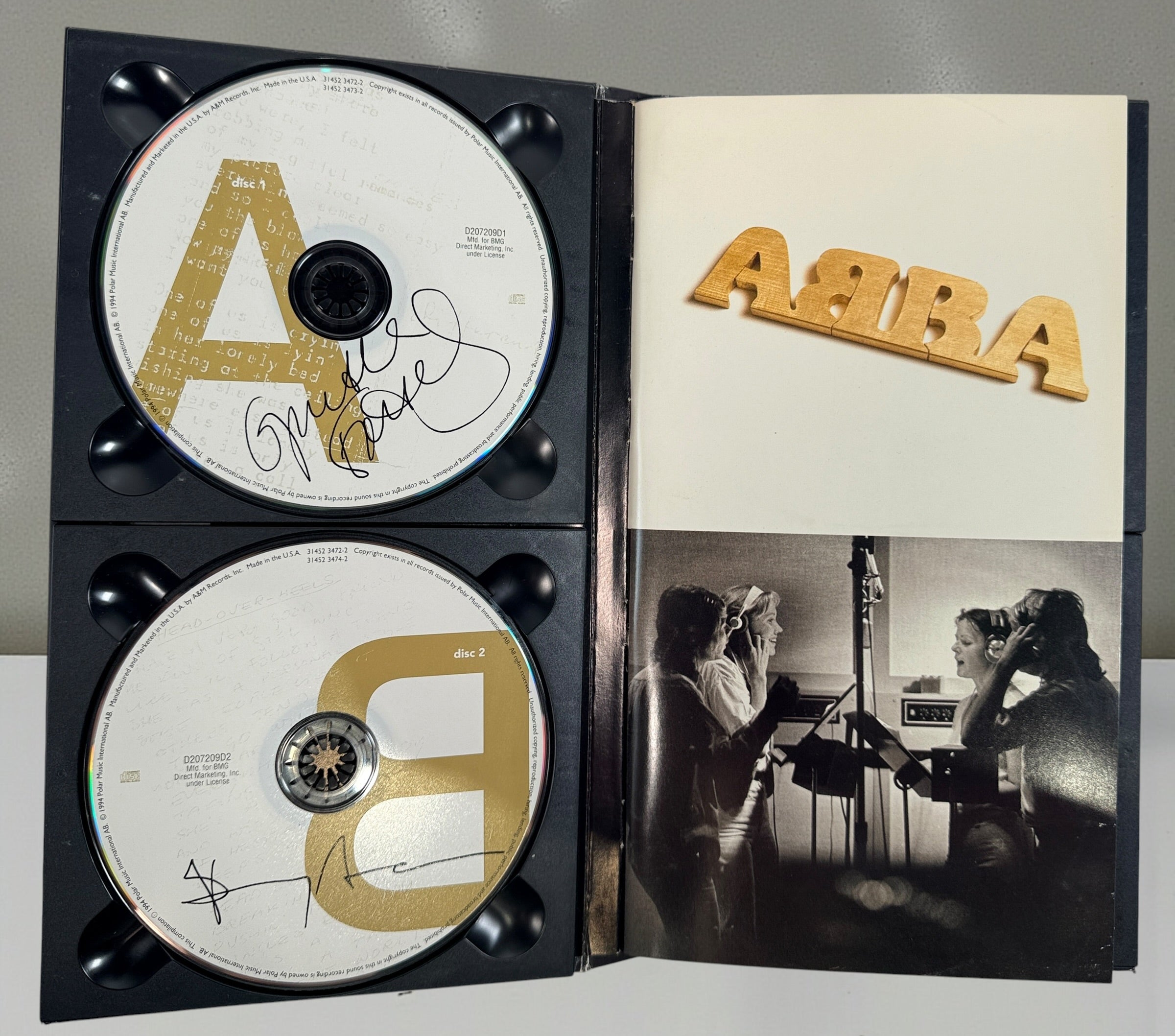 ABBA Thank You for the Music 1994 4-CD BMG box set with illustrated booklet, rarities and B-sides. Complete vintage USA edition with unverified writing.