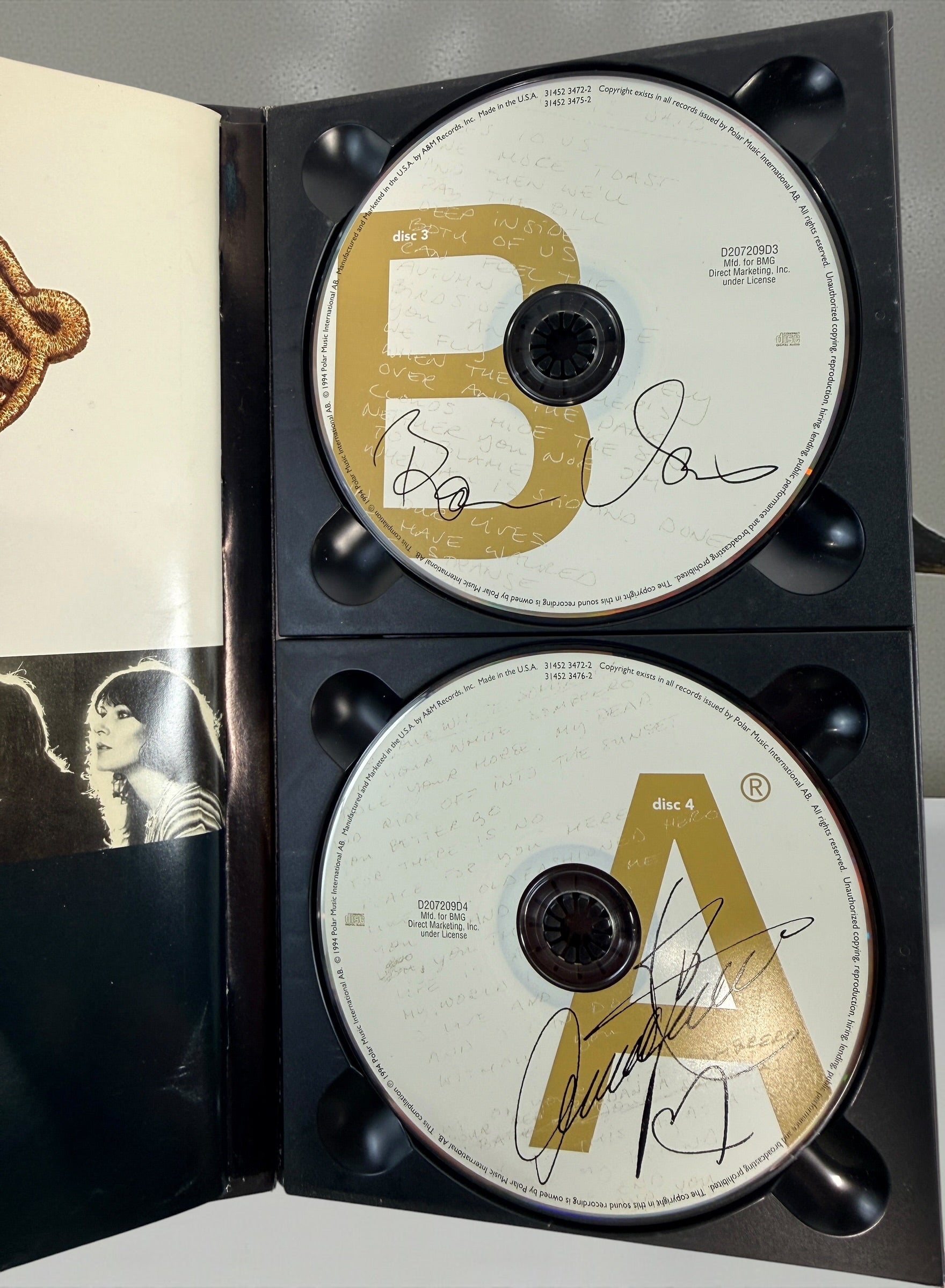 ABBA Thank You for the Music 1994 4-CD BMG box set with illustrated booklet, rarities and B-sides. Complete vintage USA edition with unverified writing.