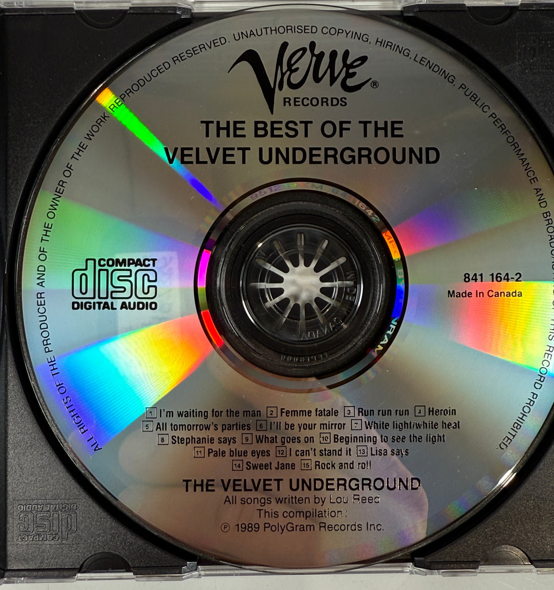 1989 Velvet Underground CD – Best Of Lou Reed Songs