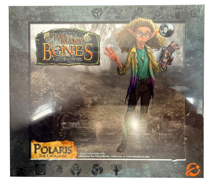 Too Many Bones Polaris expansion sealed Gearloc character add-on board game by Chip Theory Games. Premium dice builder RPG expansion, collectible condition.