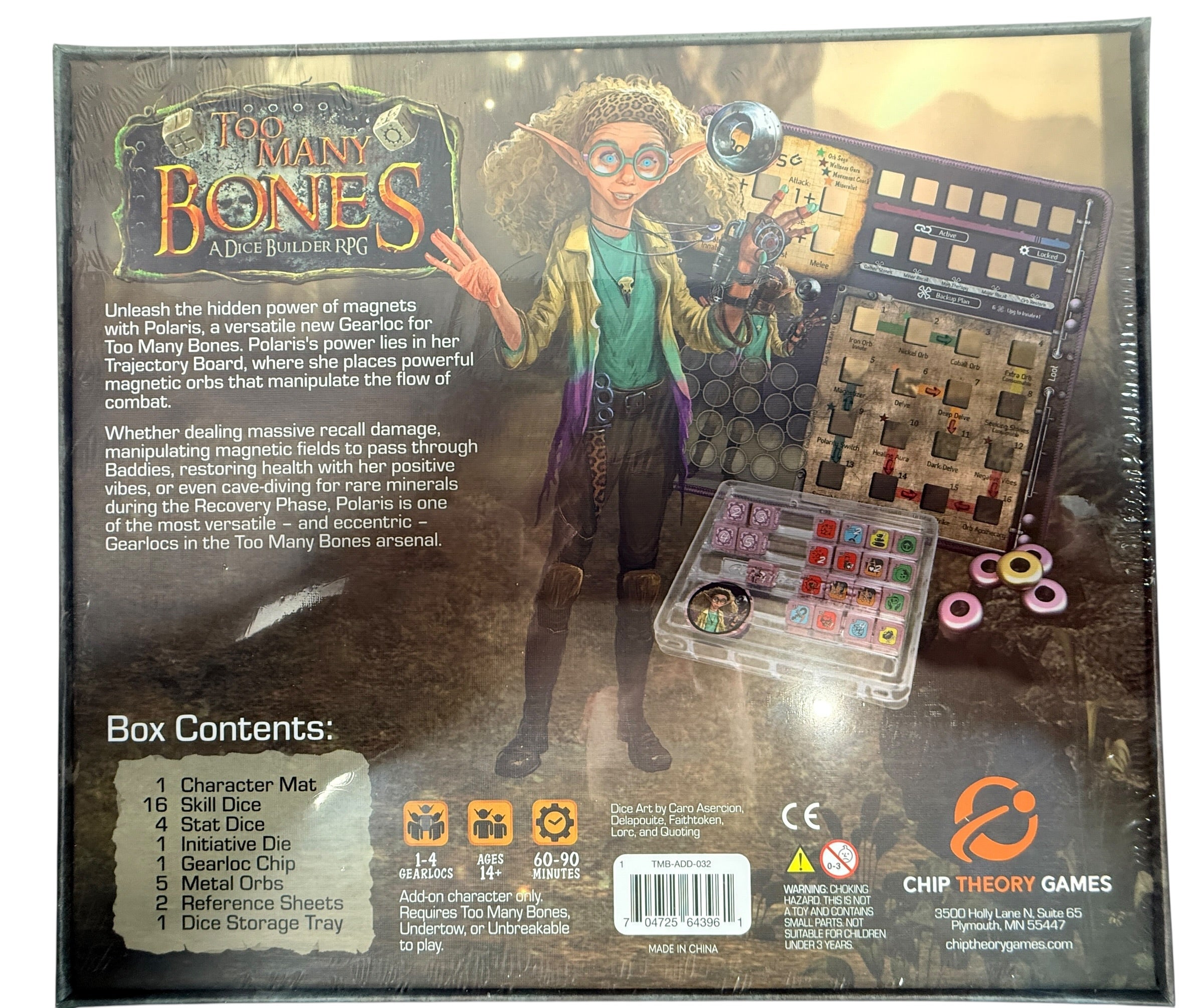Too Many Bones Polaris expansion sealed Gearloc character add-on board game by Chip Theory Games. Premium dice builder RPG expansion, collectible condition.
