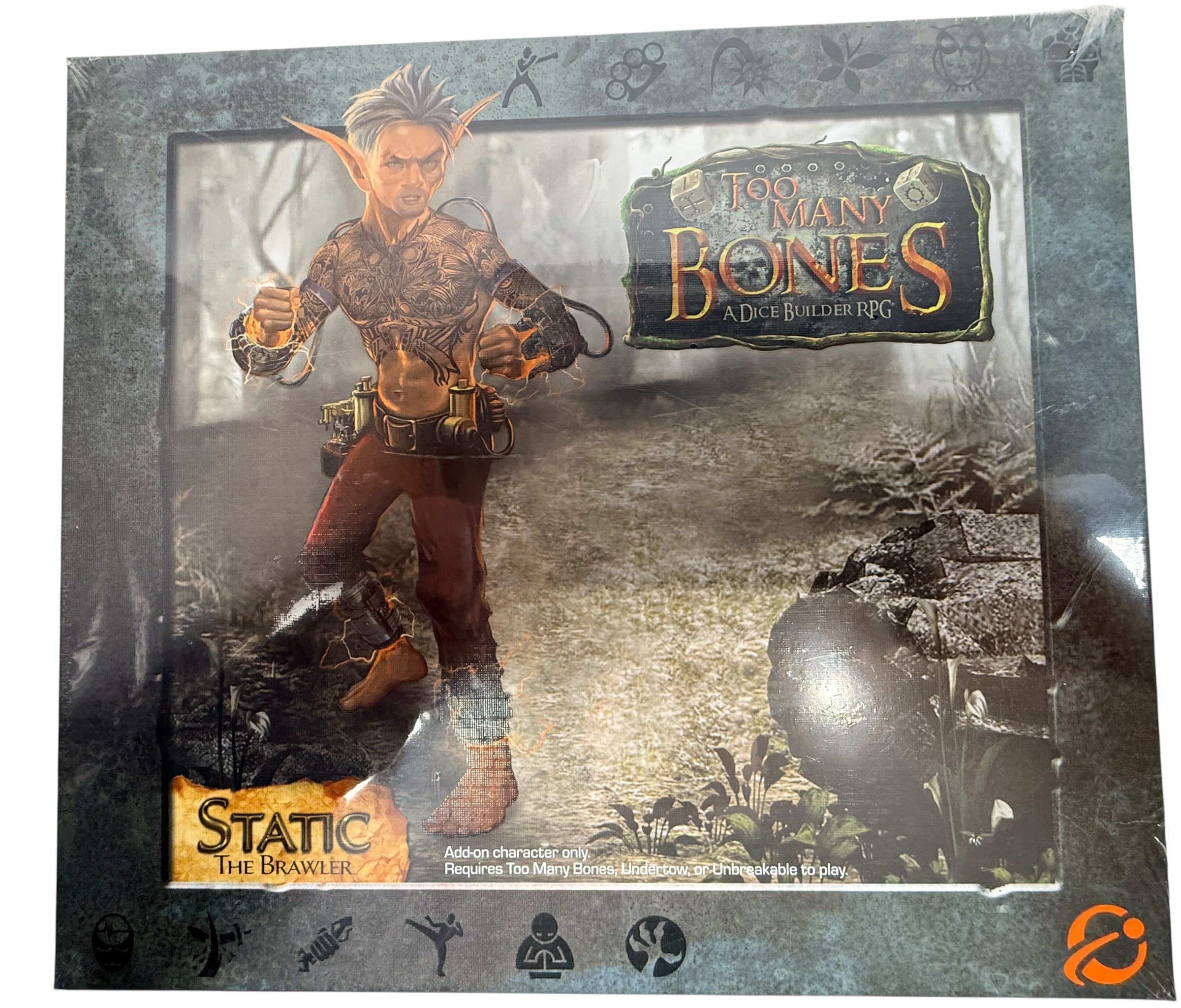 Sealed Too Many Bones Static Gearloc expansion. Dice builder RPG add-on with skill dice, mat, and chips. Requires base game. Ships from Canada