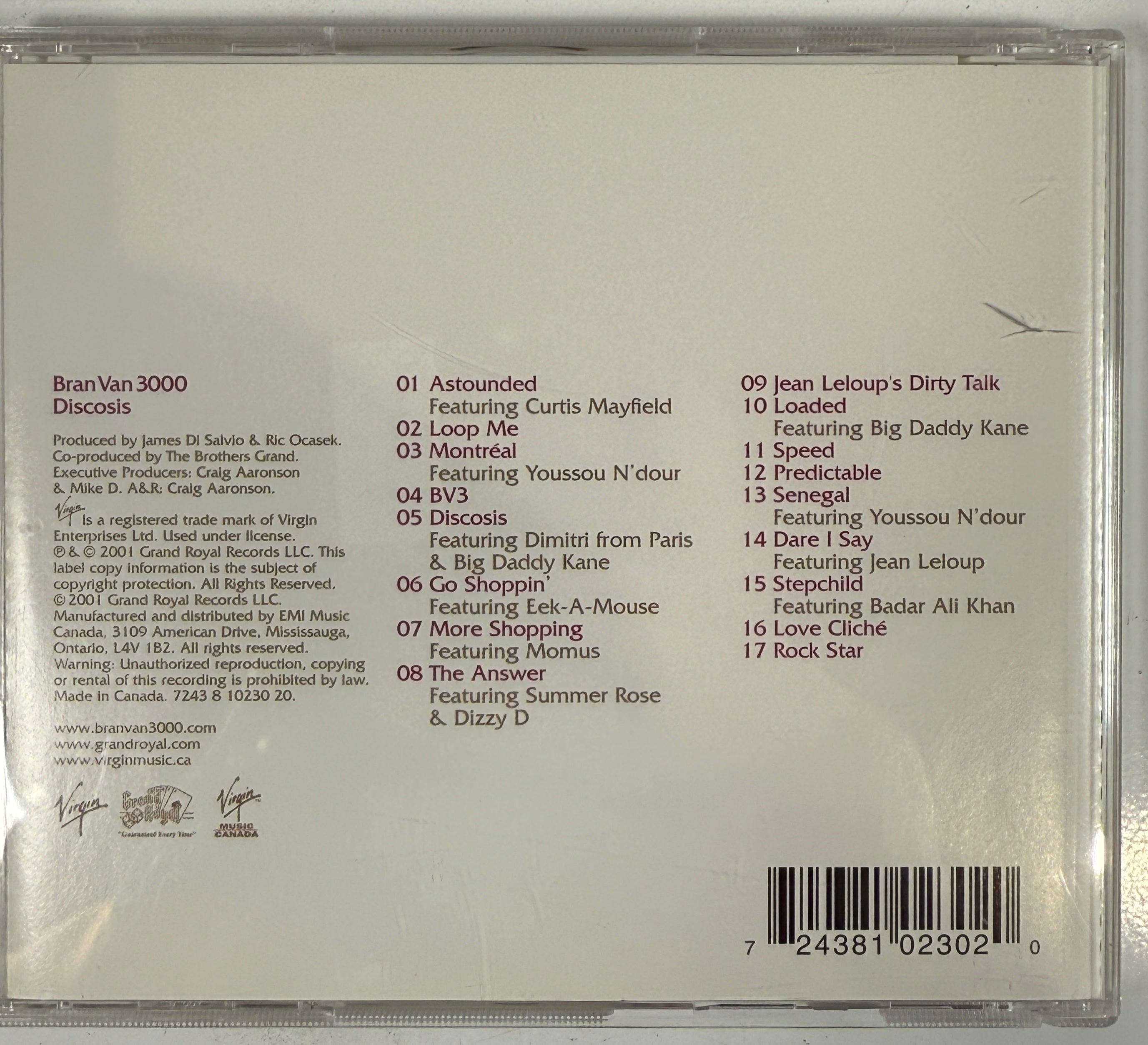 2001 Bran Van 3000 CD – Discosis ft. Curtis Mayfield