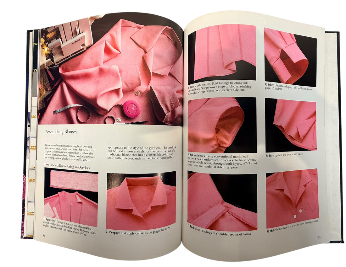 Vintage Singer sewing guide covering overlock and serger techniques. Practical hardcover reference book for garment construction, stitching and sewing projects.