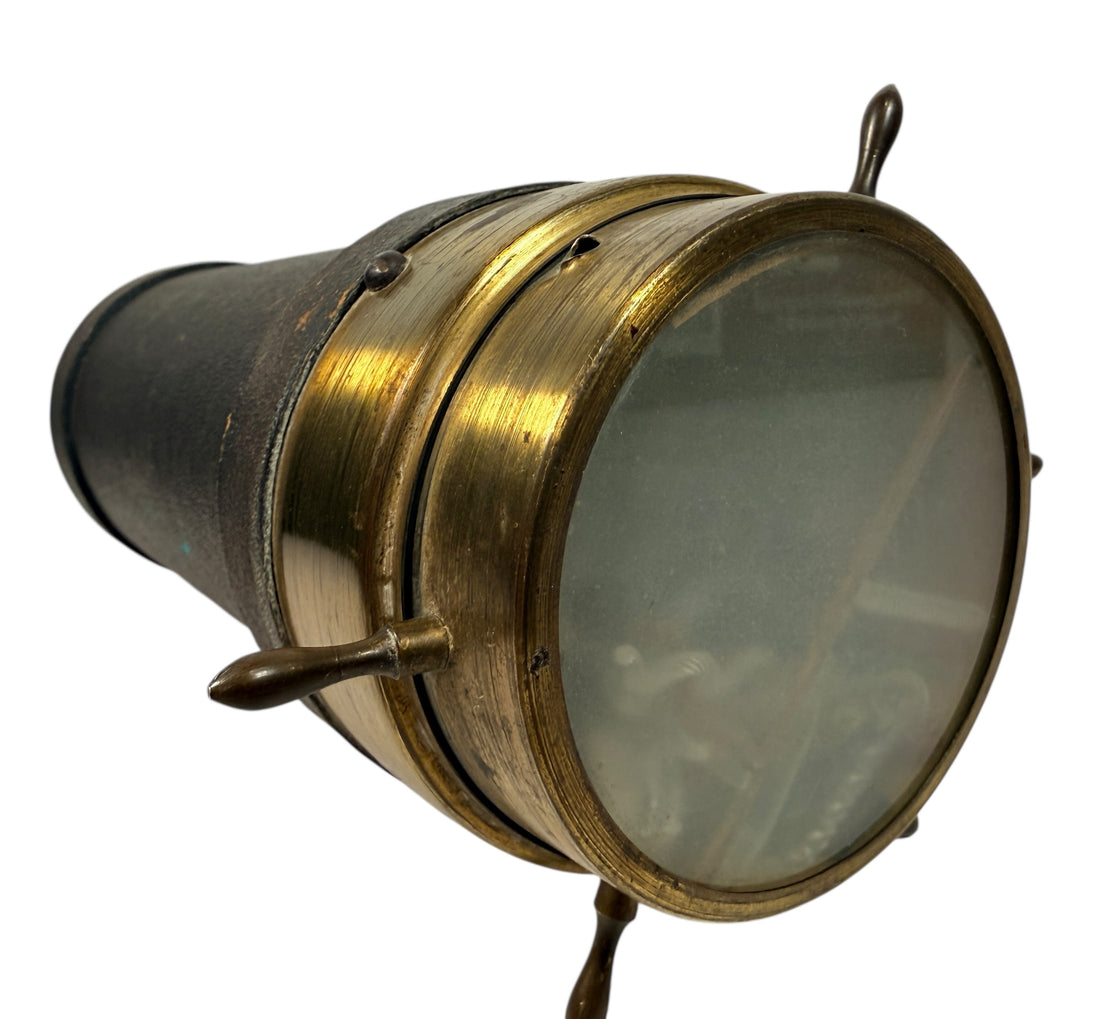 Victorian brass kaleidoscope by C.G. Bush Providence RI, patented 1879. Antique optical instrument with working optics, decorative collectible piece.