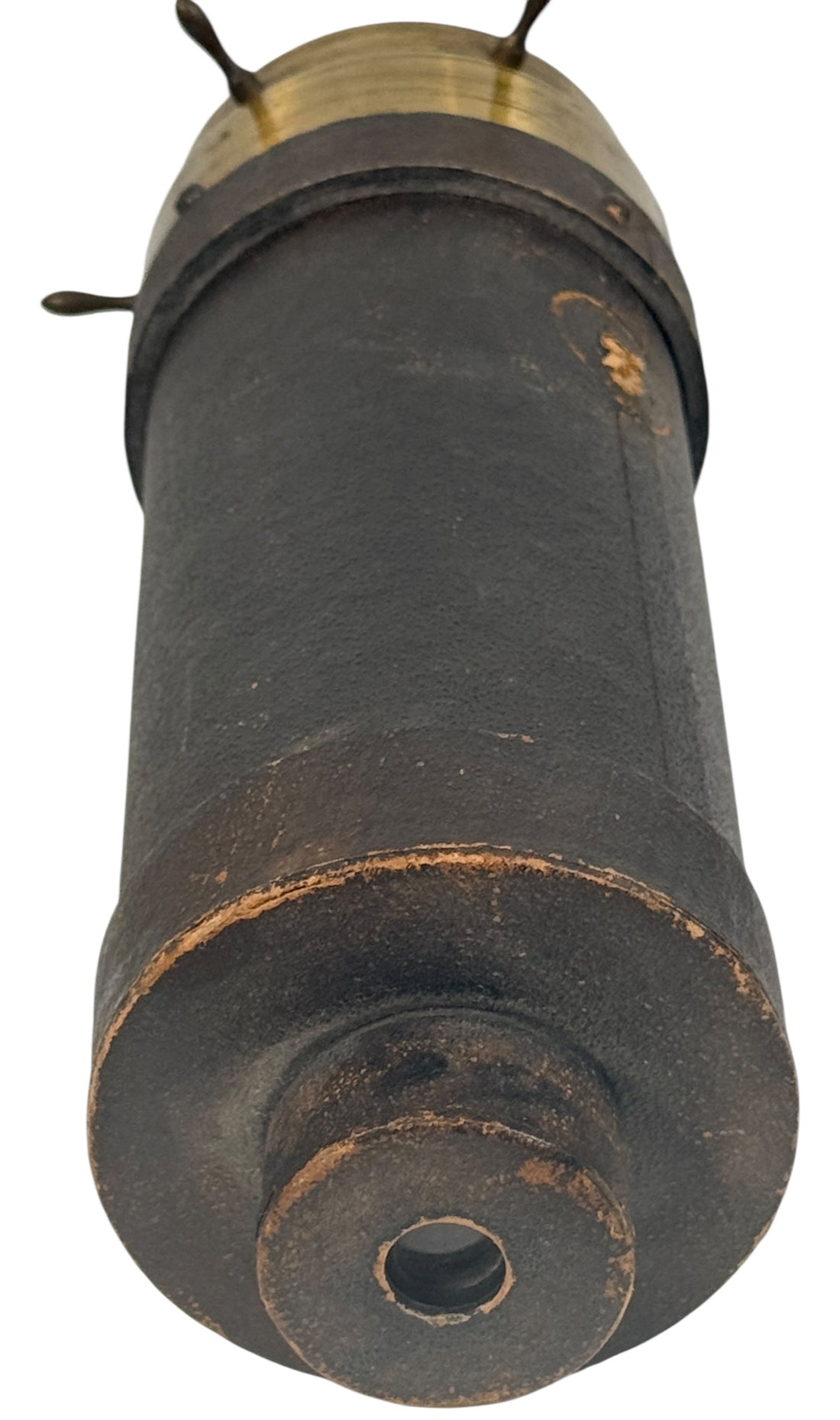 Victorian brass kaleidoscope by C.G. Bush Providence RI, patented 1879. Antique optical instrument with working optics, decorative collectible piece.