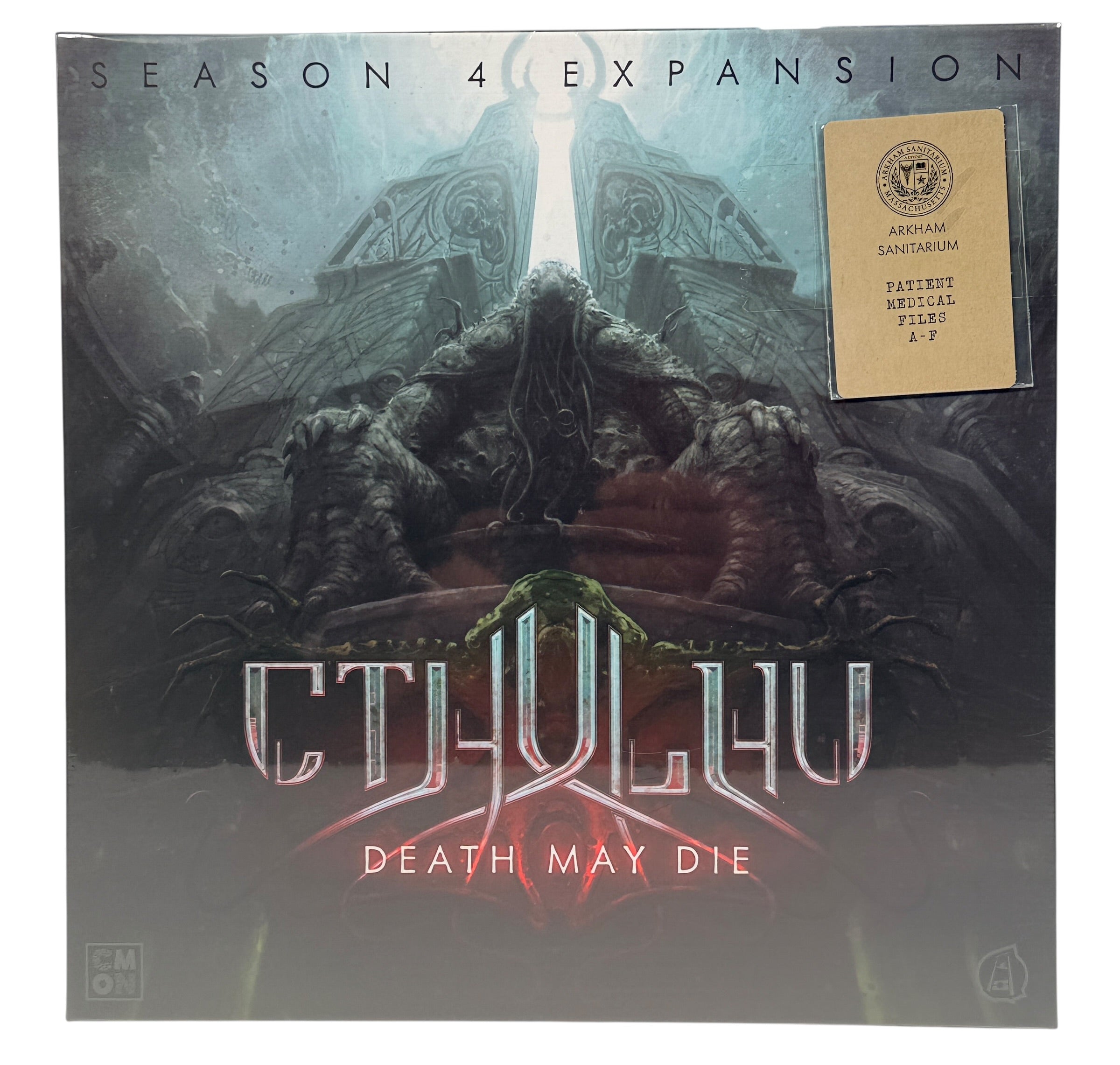 Sealed Cthulhu Death May Die Season 4 expansion by CMON. Horror board game add-on with new investigators, monsters and scenarios. Requires base game.
