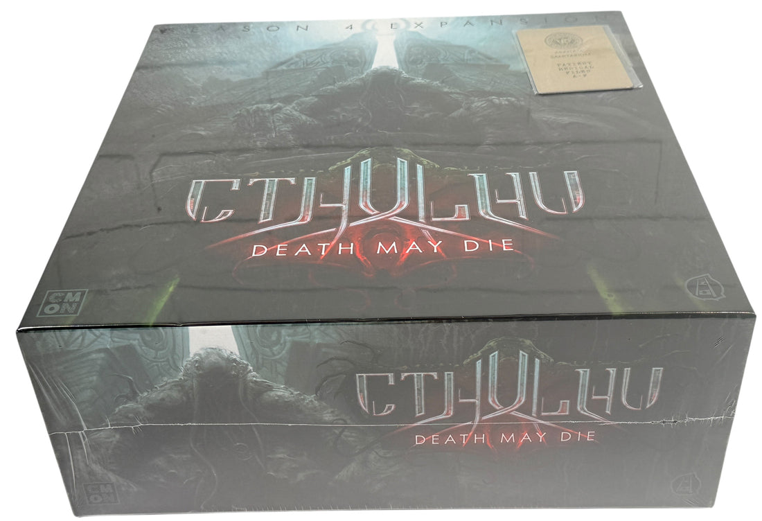 Sealed Cthulhu Death May Die Season 4 expansion by CMON. Horror board game add-on with new investigators, monsters and scenarios. Requires base game.