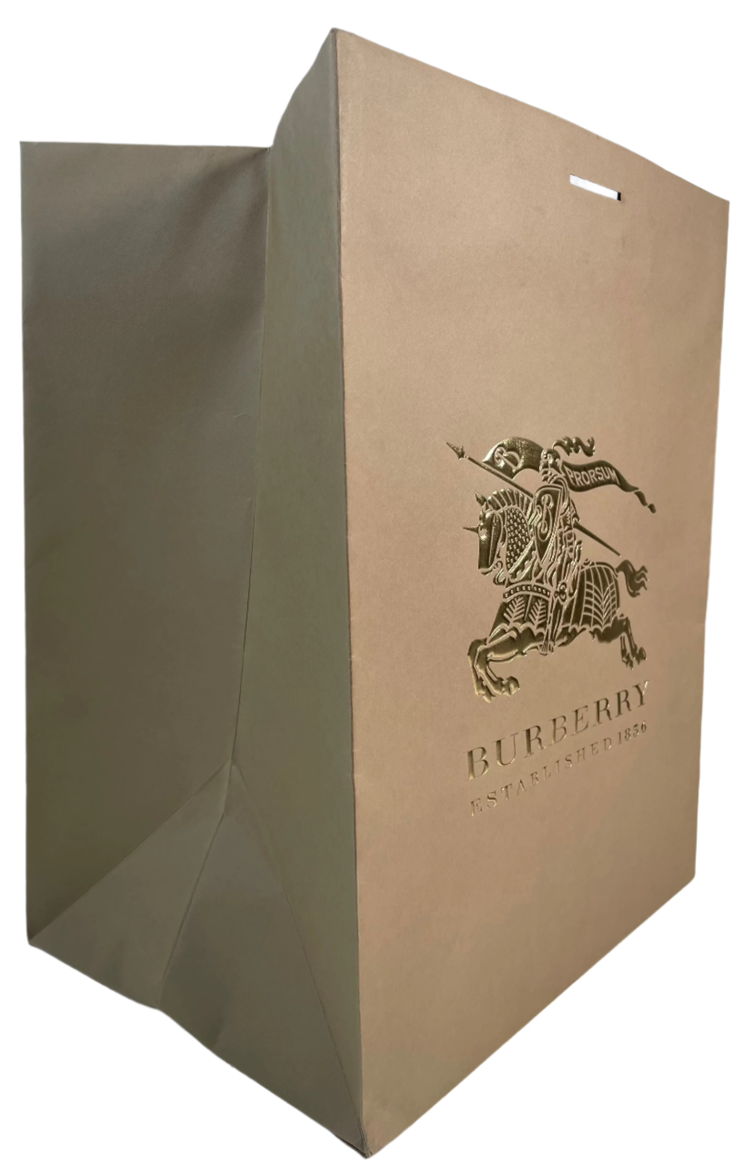 Authentic Burberry Vintage Tan Gold Logo XL Gift Shopping Bag