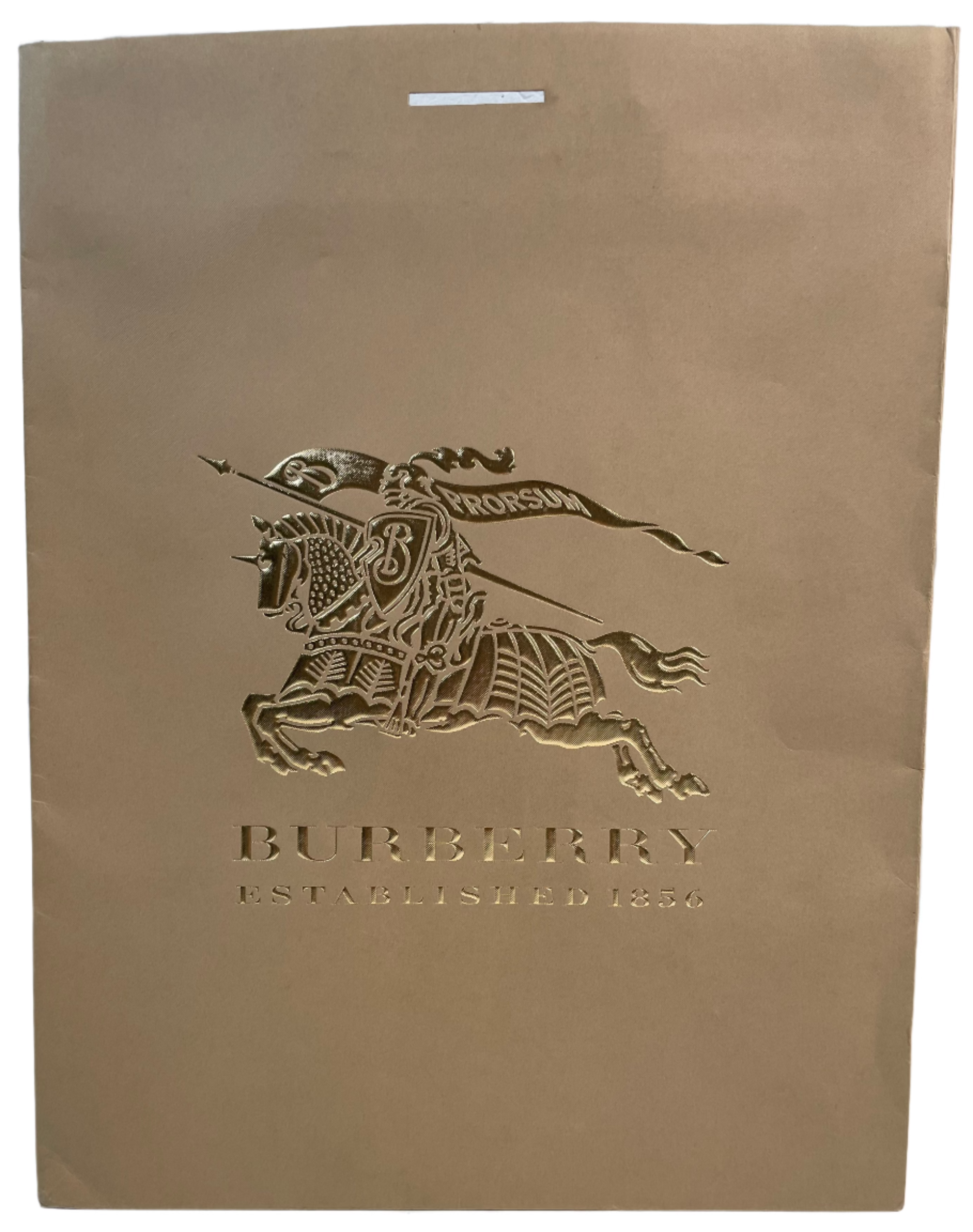 Authentic Burberry Vintage Tan Gold Logo XL Gift Shopping Bag