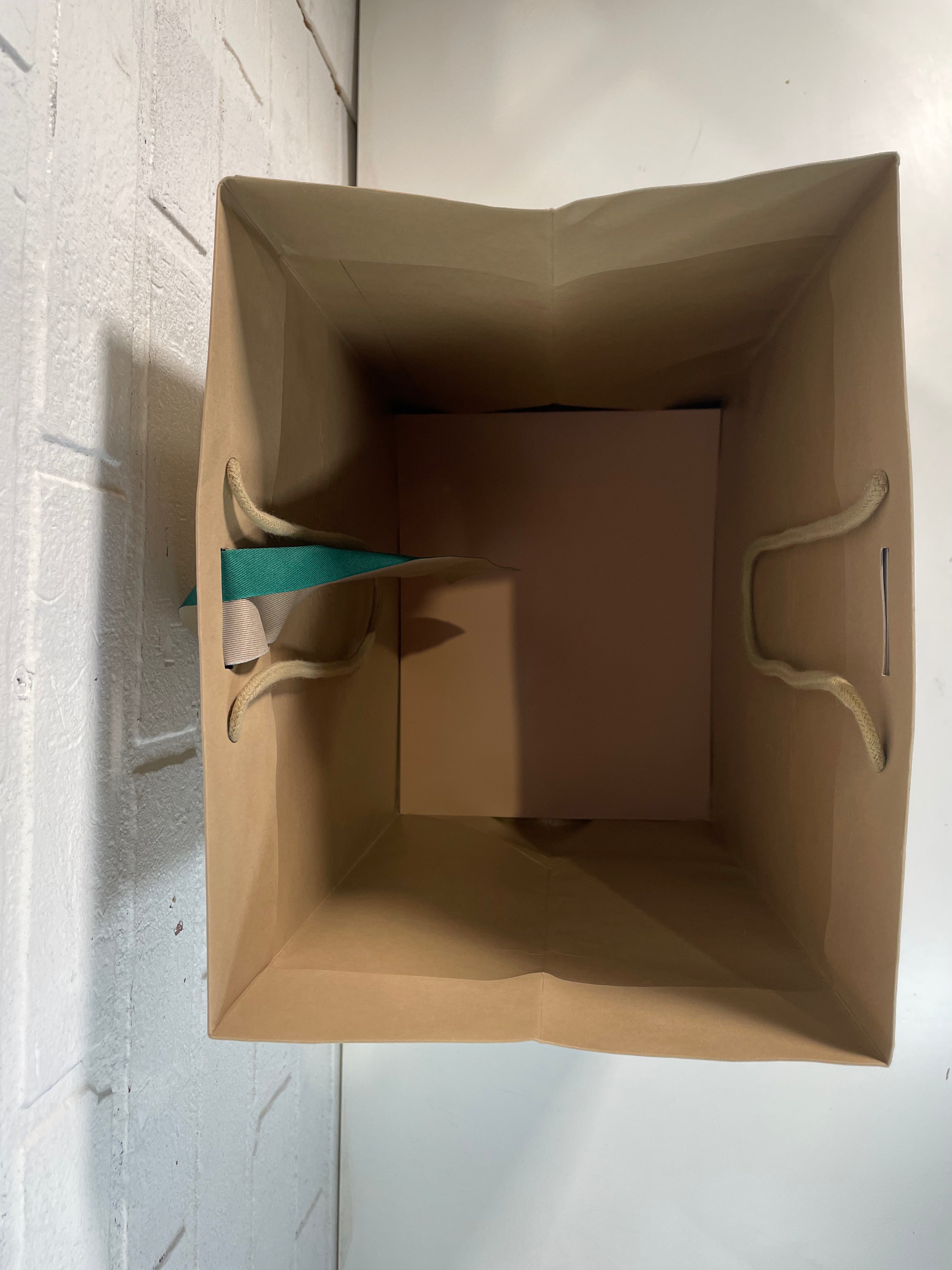 Authentic Burberry Vintage Tan Gold Logo XL Gift Shopping Bag