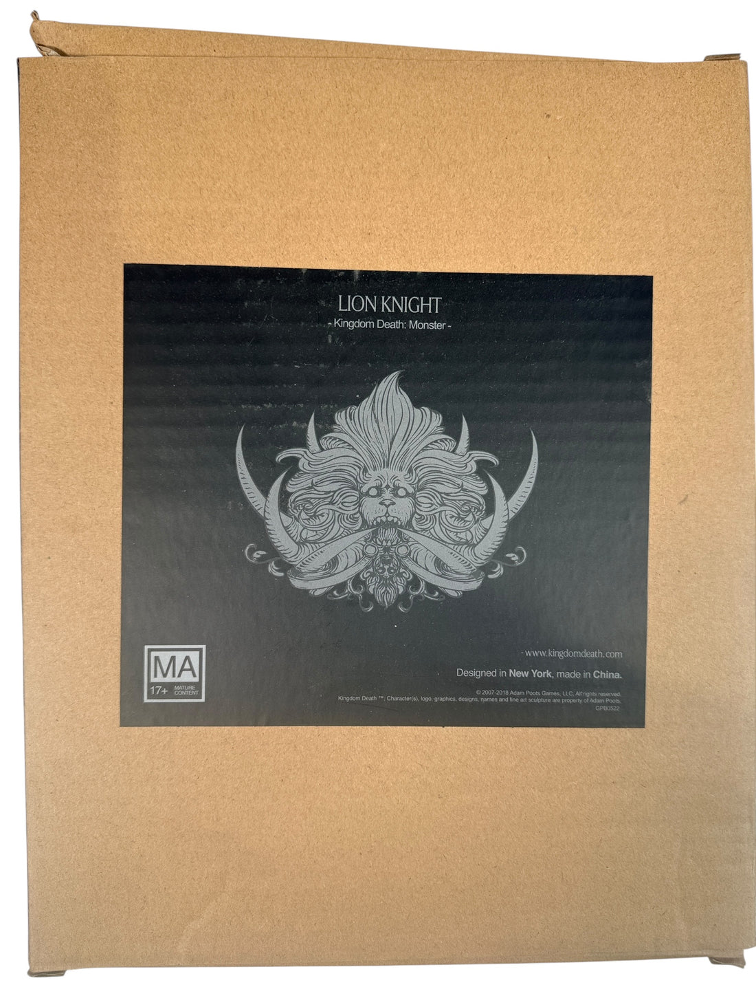 Kingdom Death Monster Lion Knight expansion with unassembled miniatures, cards and board components. Limited release collectible KDM expansion set.