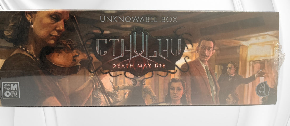 Sealed Cthulhu Death May Die Unknowable Box expansion with detailed miniatures and new scenarios. Collector board game add-on in excellent sealed condition.