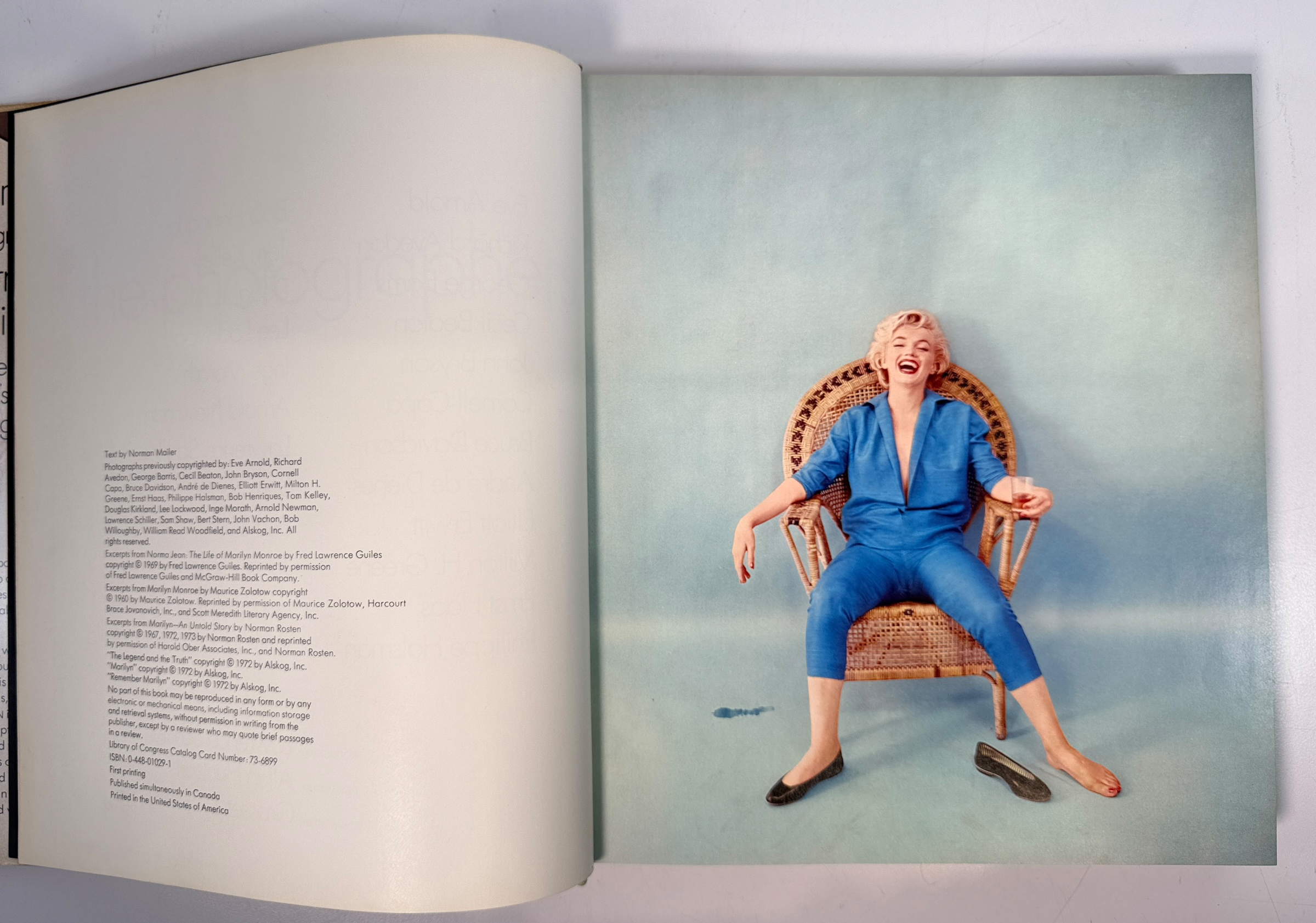 1973 first printing of Norman Mailer’s Marilyn, a large-format Marilyn Monroe hardcover featuring photographs by Avedon, Arnold, Stern, Kirkland and more.