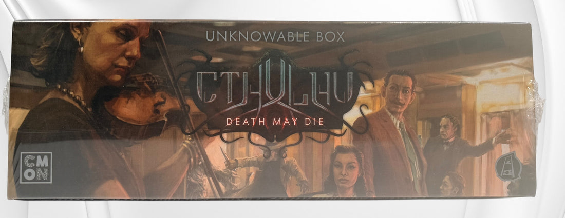 Sealed Cthulhu Death May Die Unknowable Box expansion with detailed miniatures and new scenarios. Collector board game add-on in excellent sealed condition.
