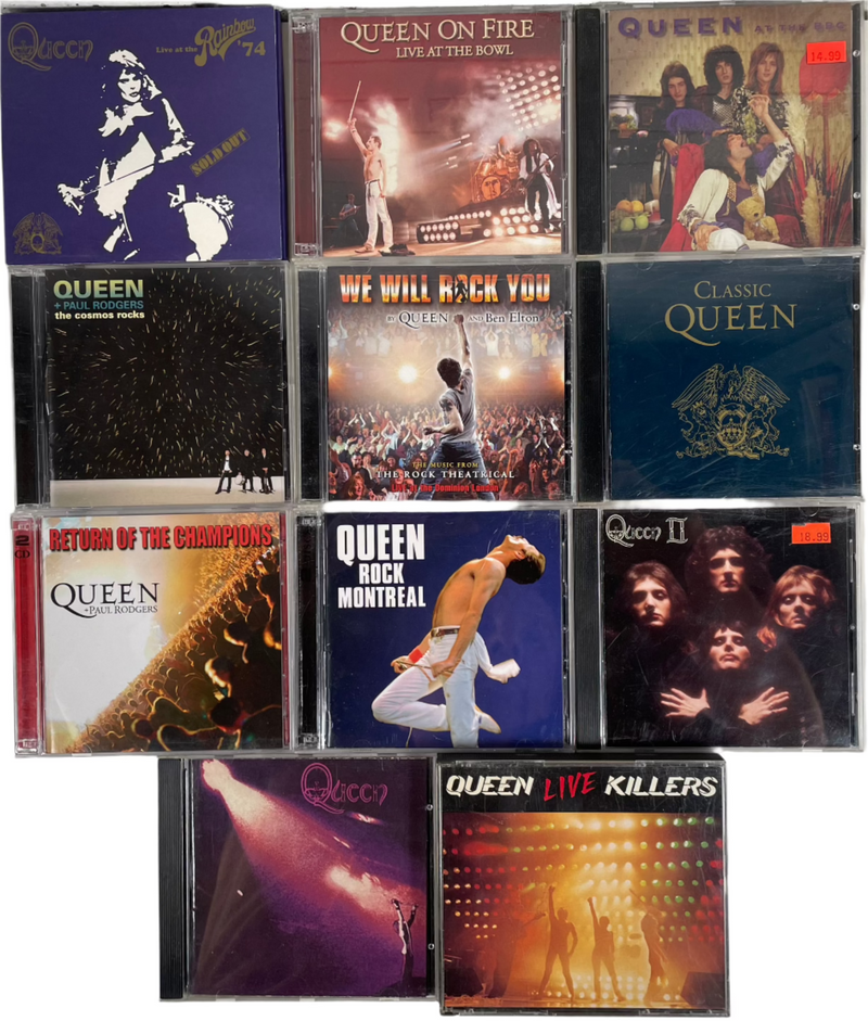 Lot de 10 CD, Queen, incluant , Queen II, Queen at the BBC, Live at the Bowl. Rock Montréal.