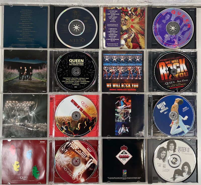 Lot de 10 CD, Queen, incluant , Queen II, Queen at the BBC, Live at the Bowl. Rock Montréal.