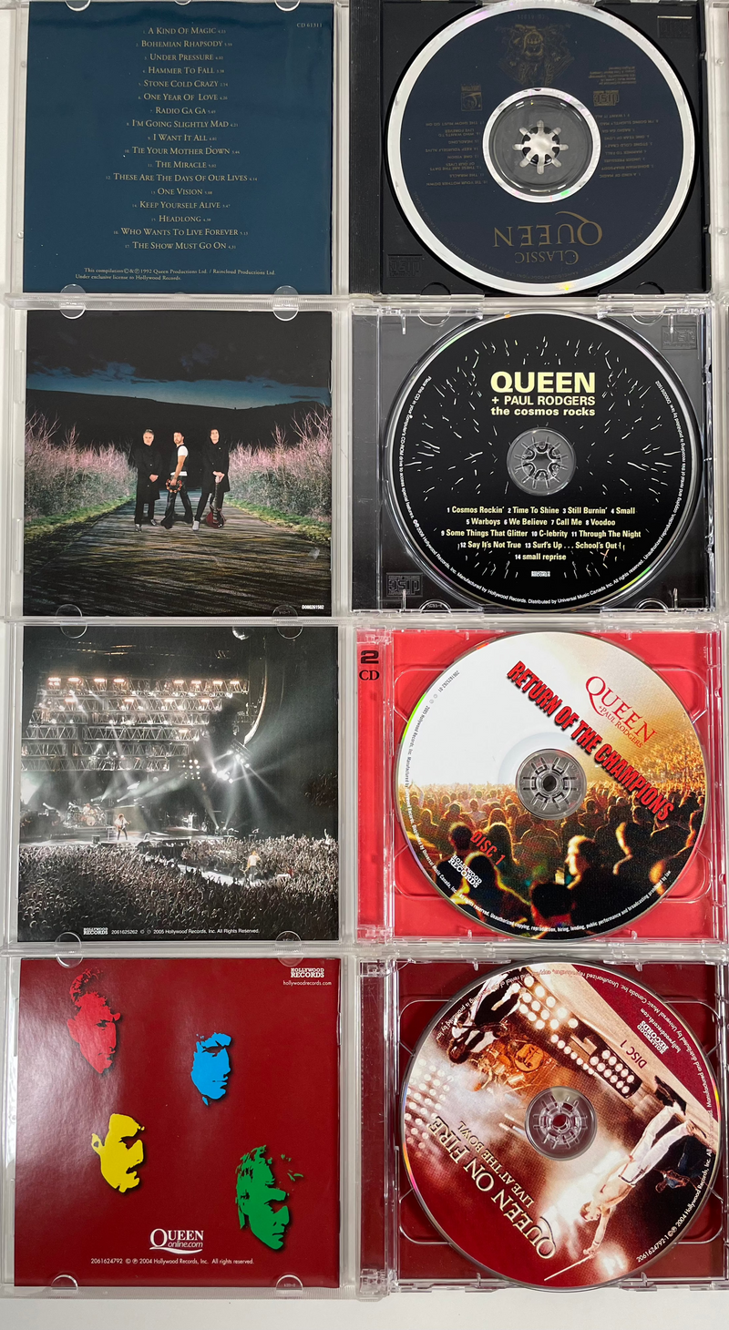 Lot de 10 CD, Queen, incluant , Queen II, Queen at the BBC, Live at the Bowl. Rock Montréal.