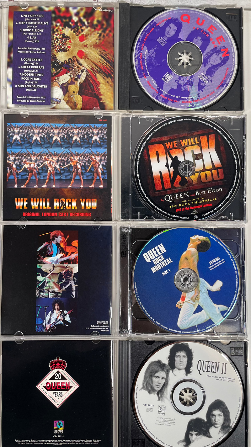 Lot de 10 CD, Queen, incluant , Queen II, Queen at the BBC, Live at the Bowl. Rock Montréal.