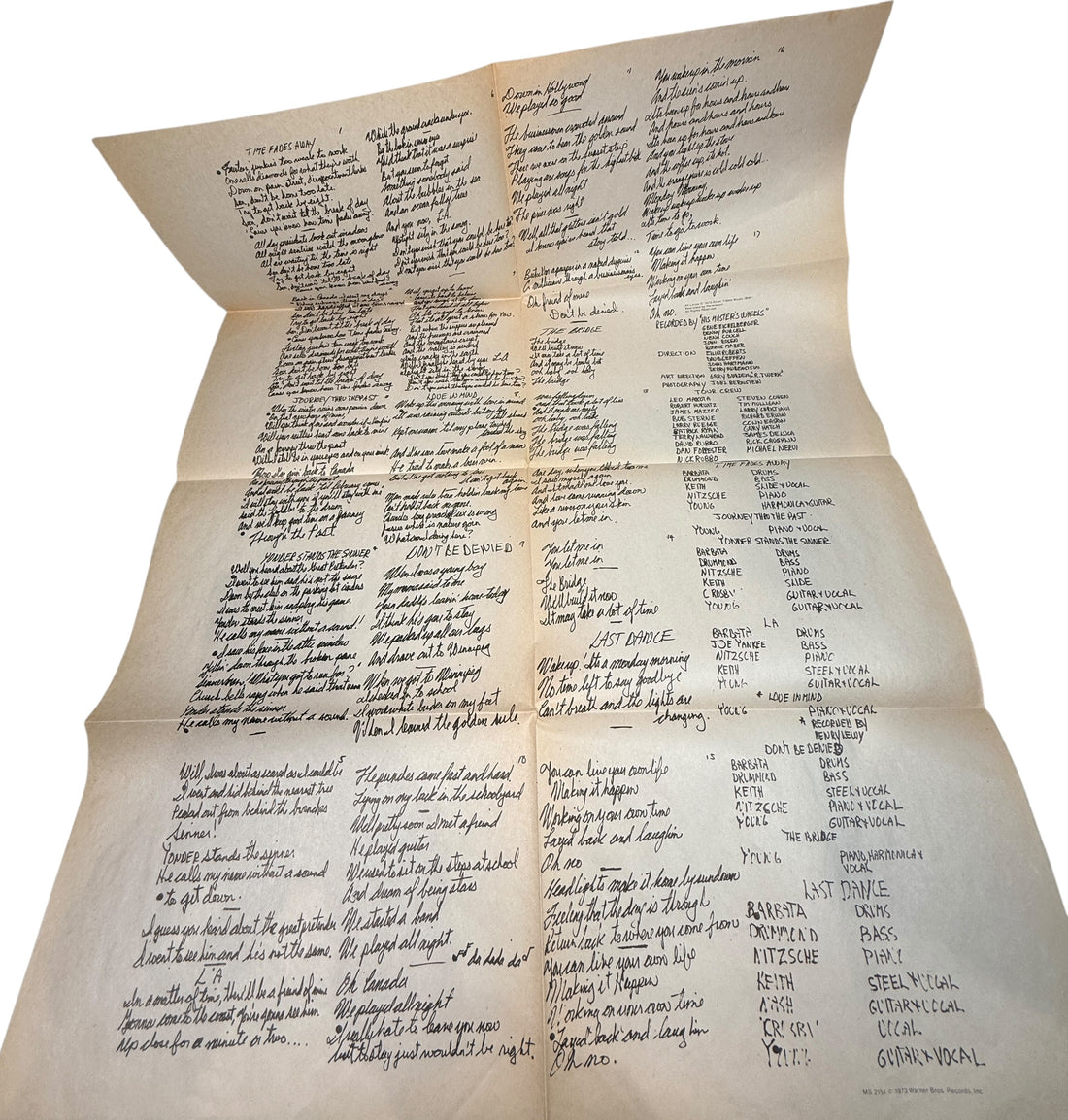 Original 1973 Neil Young Time Fades Away LP Canadian pressing with insert. Classic live-era vinyl album in VG condition, collectible Reprise Records issue.