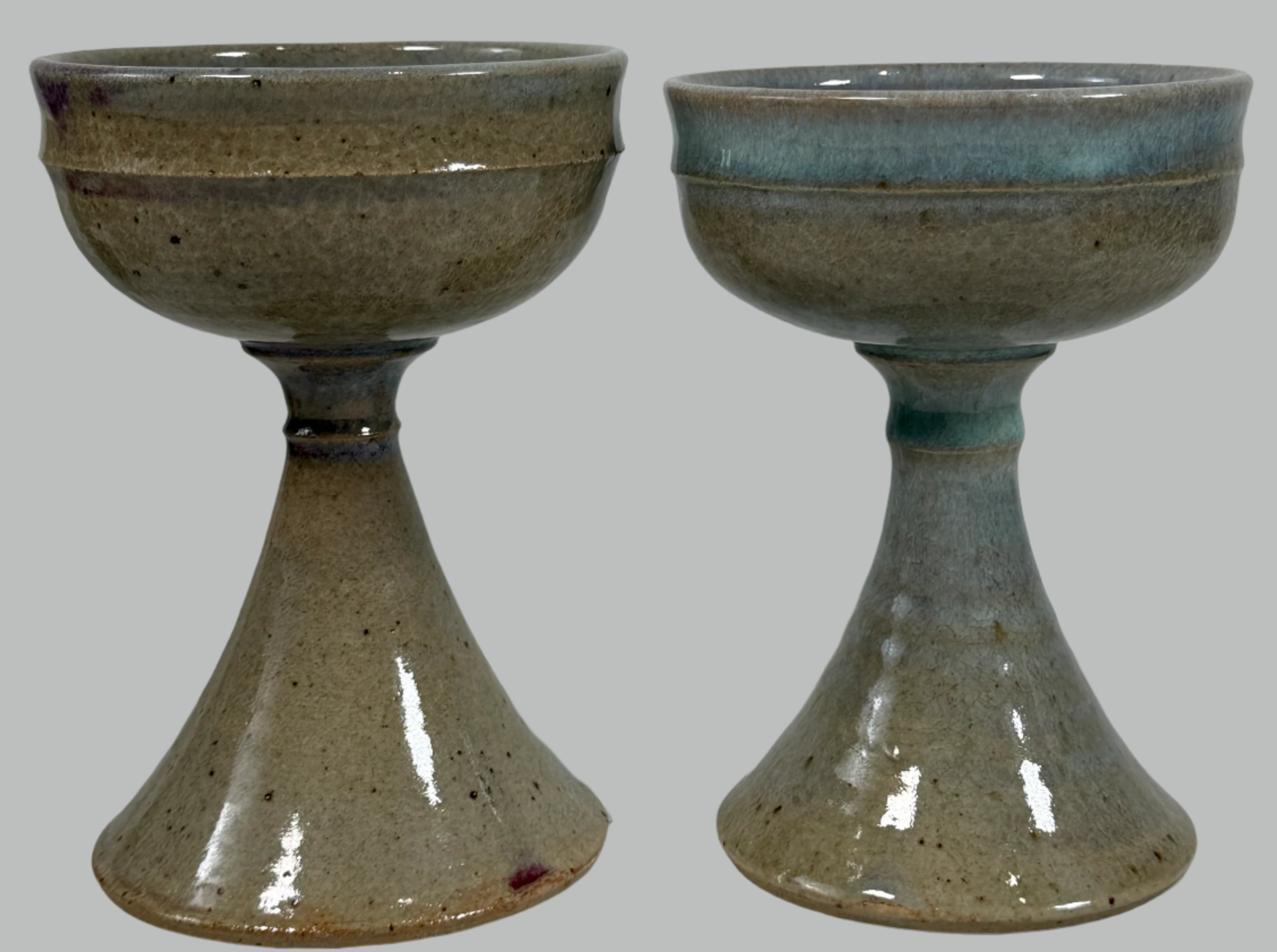 Ensemble de gobelets vintage en poterie de Goyer Bonneau – Poterie québécoise, années 1980 – Tasses rustiques en grès