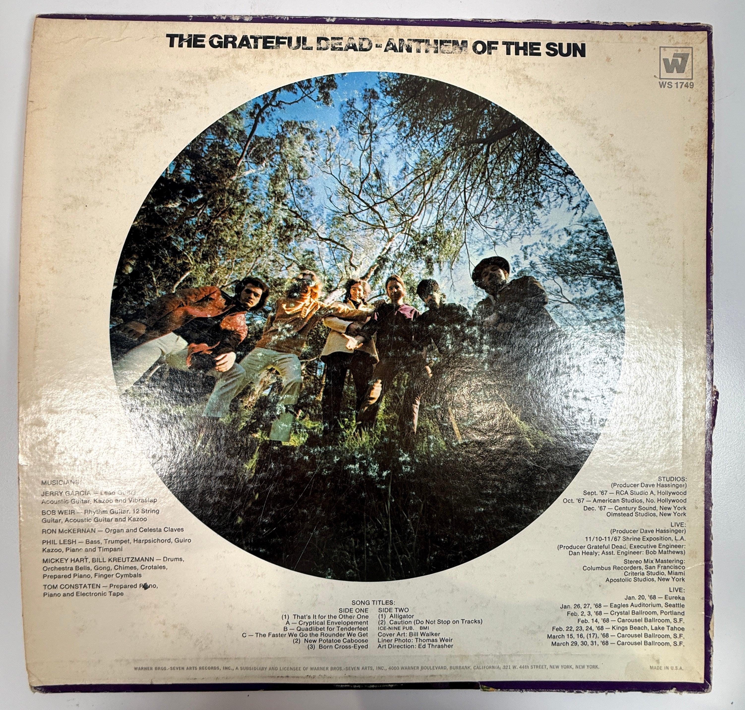 Grateful Dead Anthem Of The Sun vintage vinyl LP Warner pressing psychedelic rock record affordable listener copy classic Dead album USA pressing.