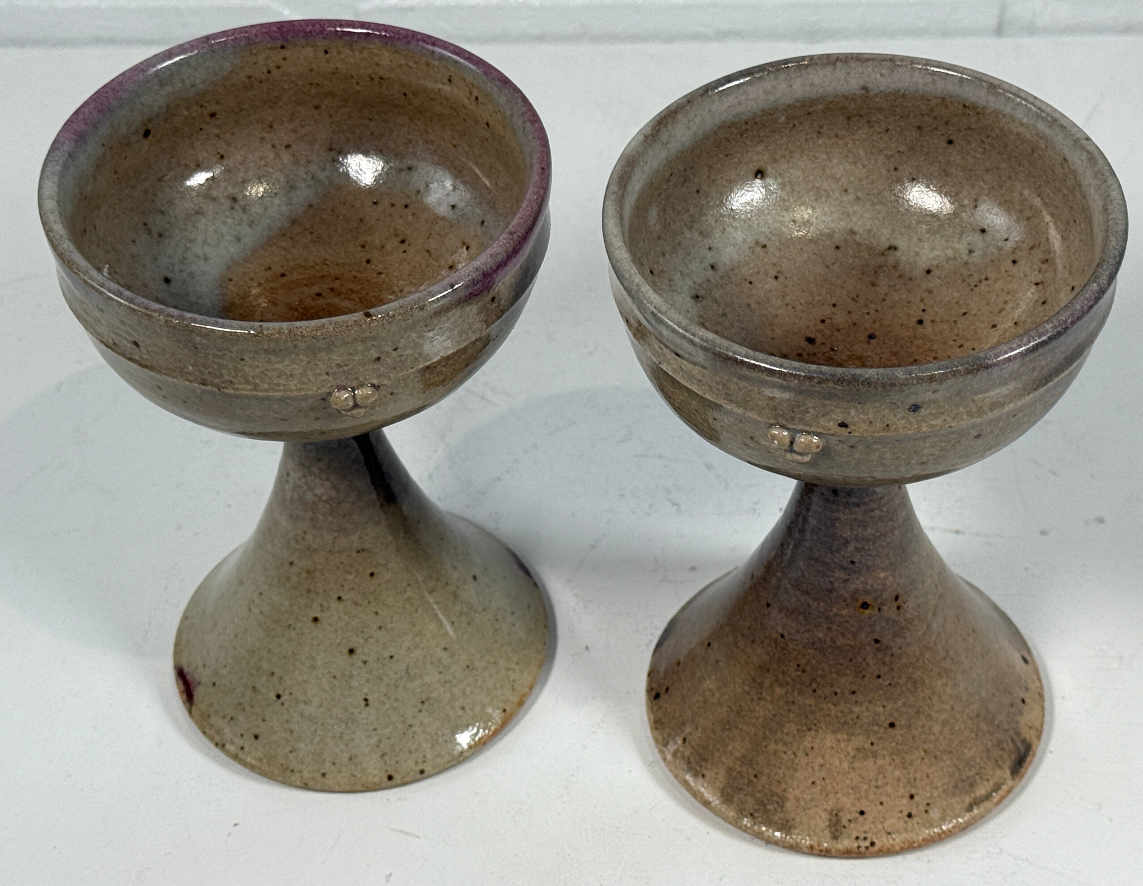 Ensemble de gobelets vintage en poterie de Goyer Bonneau – Poterie québécoise, années 1980 – Tasses rustiques en grès