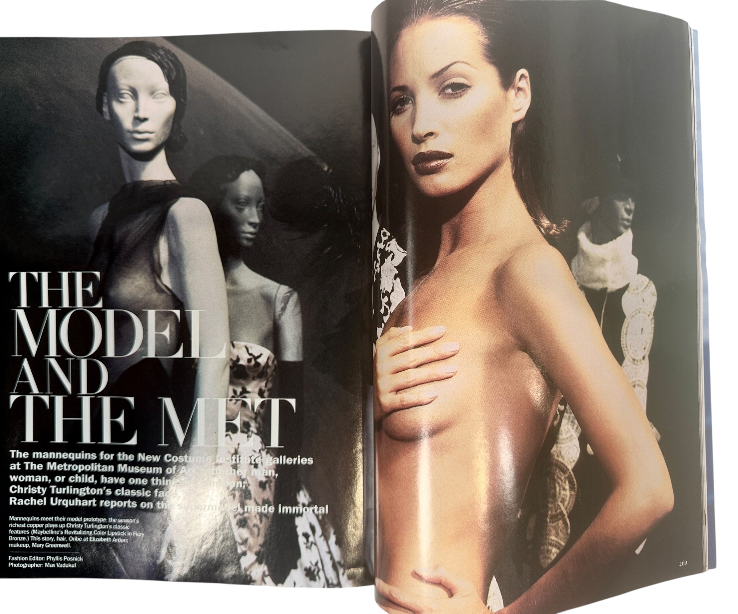 Vintage Vogue US December 1992 magazine featuring Lucie De La Falaise. Classic 90s fashion editorial issue with designer ads, beauty content and cultural features.