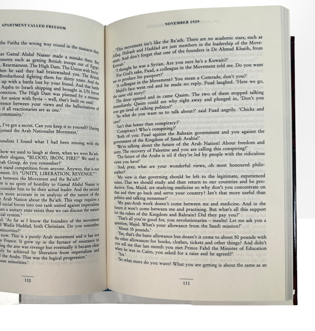 Signed 1996 first English edition of An Apartment Called Freedom by Ghazi Algosaibi. Hardcover with dust jacket, inscription and dated signature