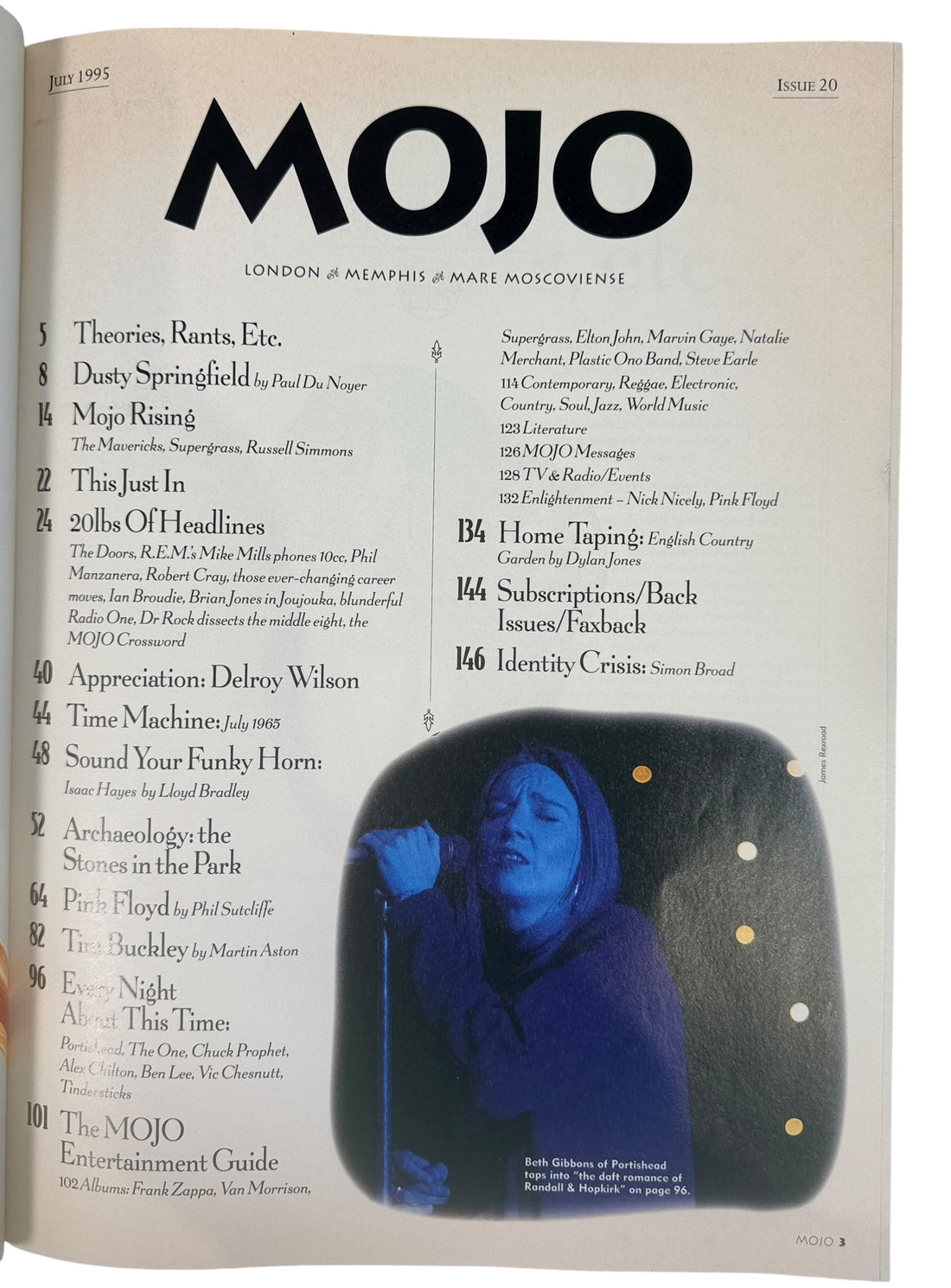 Vintage MOJO Magazine July 1995 Pink Floyd issue. Classic UK music mag featuring Portishead, Dusty Springfield, Tim Buckley and 90s editorial content.