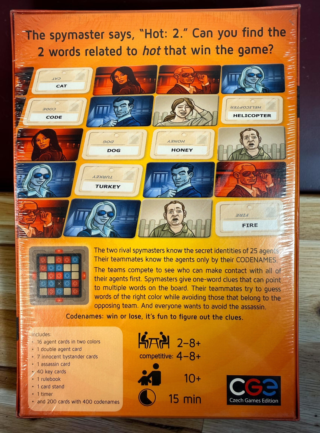 Factory-sealed Codenames party word game by Vlaada Chvátil and Czech Games Edition. Spiel des Jahres 2016 winner, English edition, made in Czech Republic.