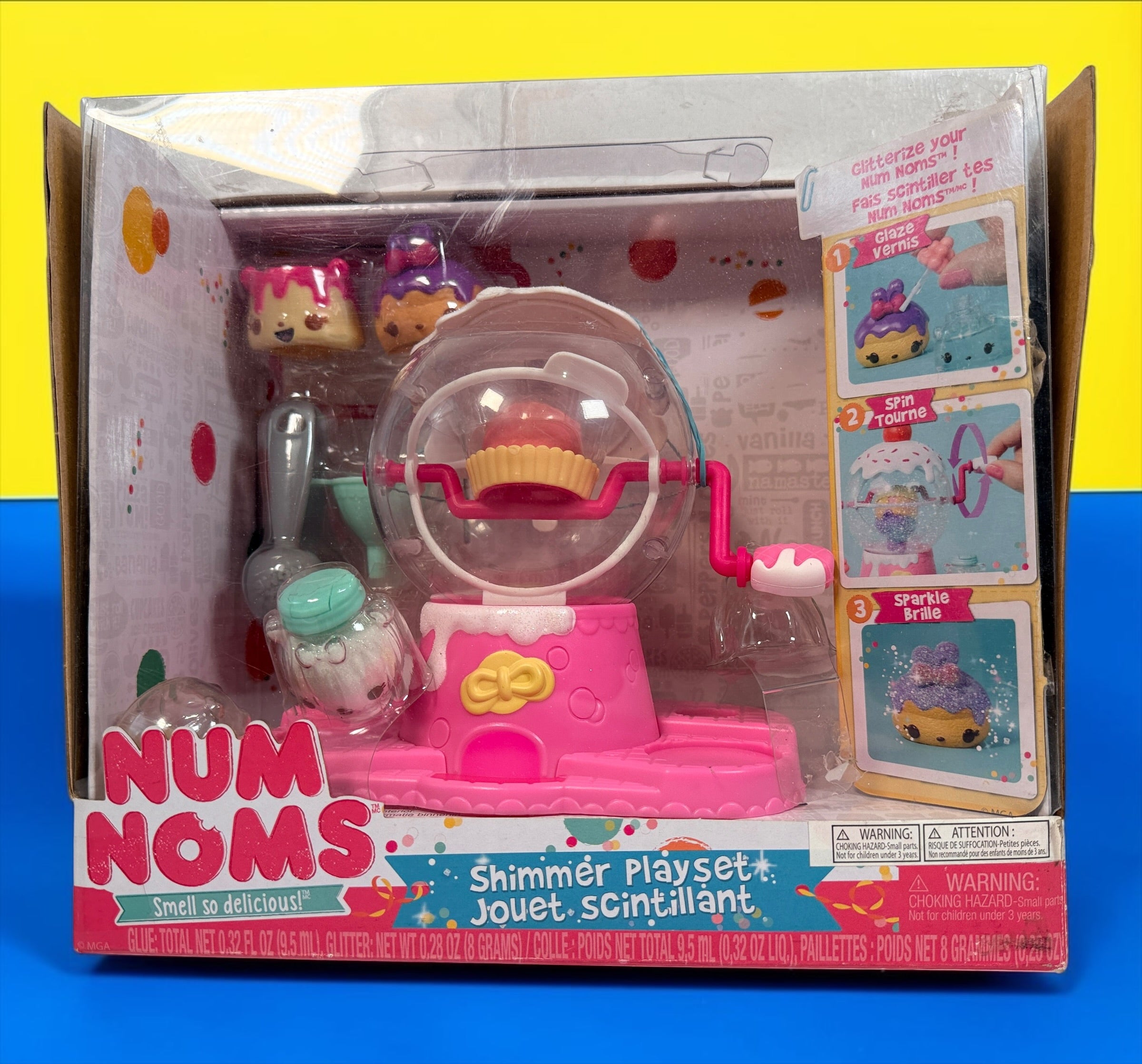 2018 MGA Num Noms Shimmer Playset 552024, new in original packaging with two Num Noms and accessories. Discontinued collectible activity toy.