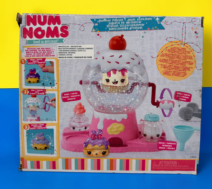 2018 MGA Num Noms Shimmer Playset 552024, new in original packaging with two Num Noms and accessories. Discontinued collectible activity toy.