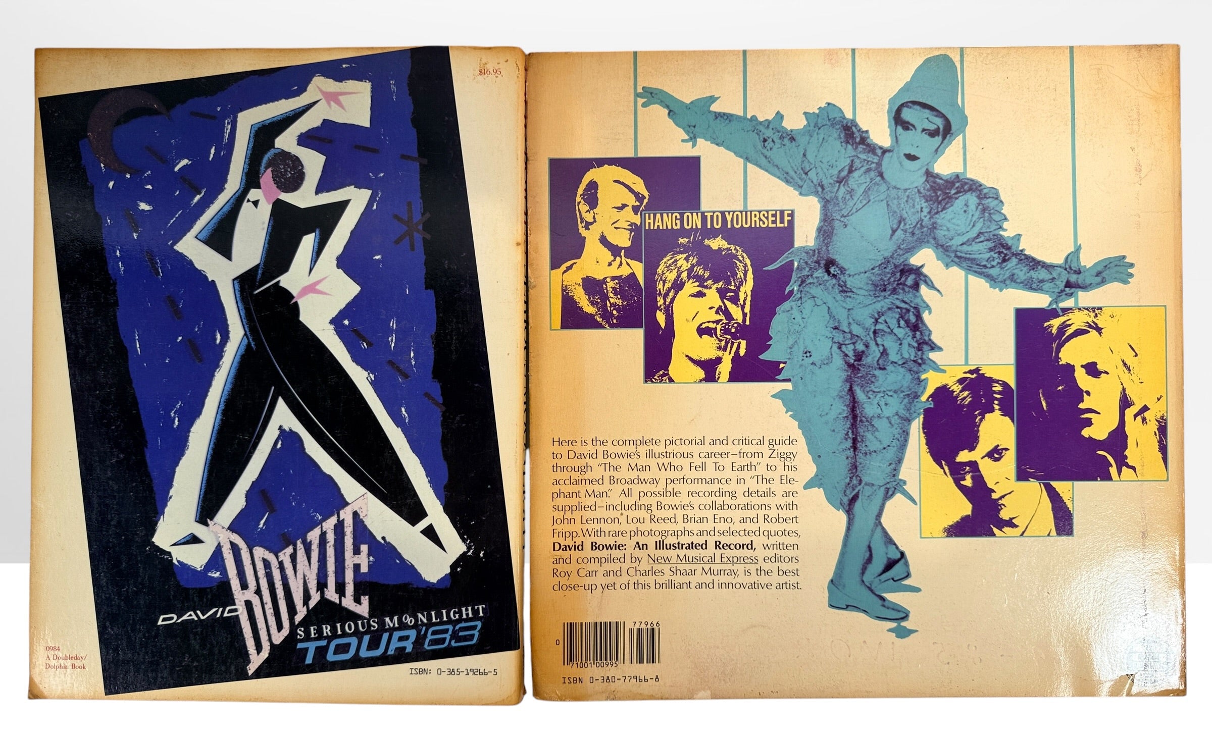 Vintage David Bowie 4-piece memorabilia lot with Japanese Ziggy Stardust program, 1983 Serious Moonlight tour programs and illustrated Bowie book.