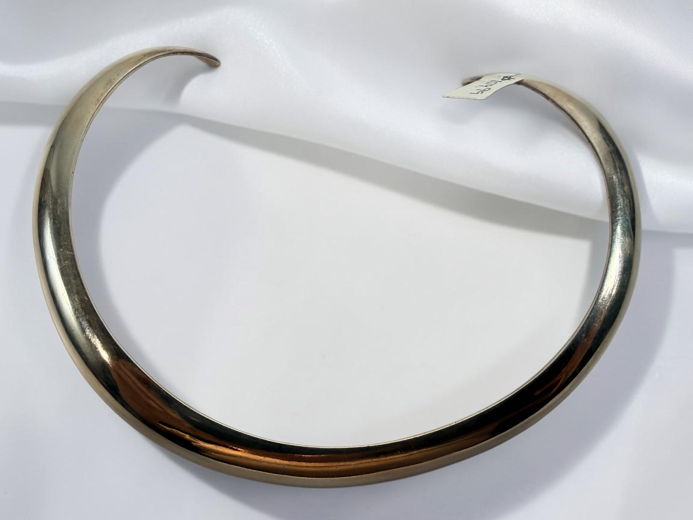 Vintage Birks Mexico 925 sterling silver modernist collar necklace. Substantial 56g sculptural torque choker with signed Birks hallmark.