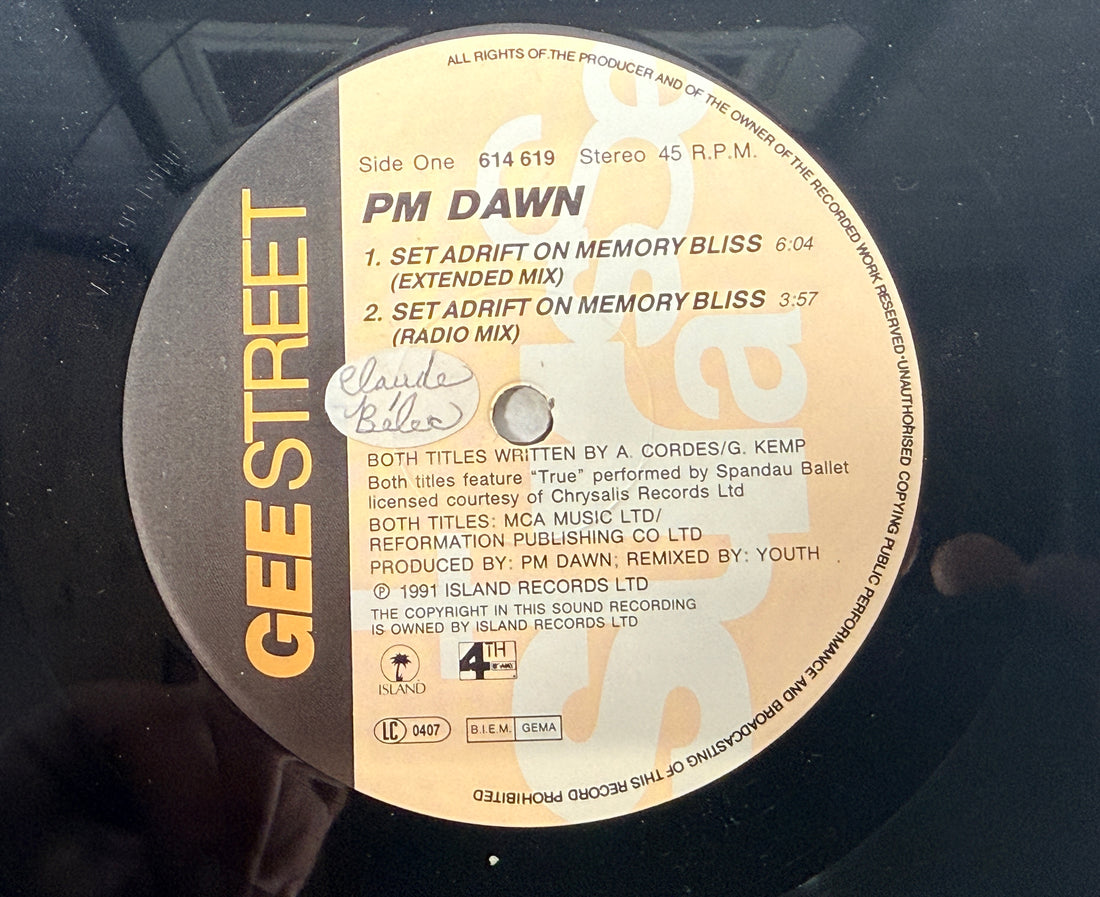 1991 PM Dawn Set Adrift On Memory Bliss 12 inch vinyl maxi single German pressing hip hop classic Gee Street Island Records collectible vintage record.