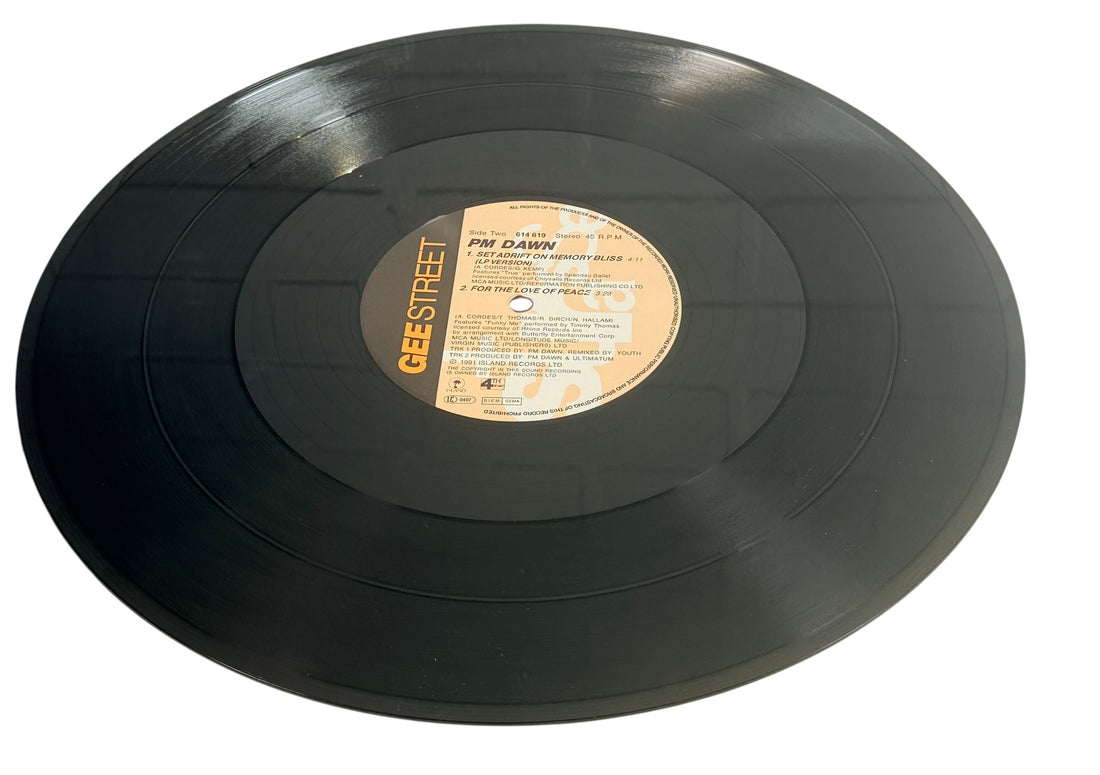 1991 PM Dawn Set Adrift On Memory Bliss 12 inch vinyl maxi single German pressing hip hop classic Gee Street Island Records collectible vintage record.