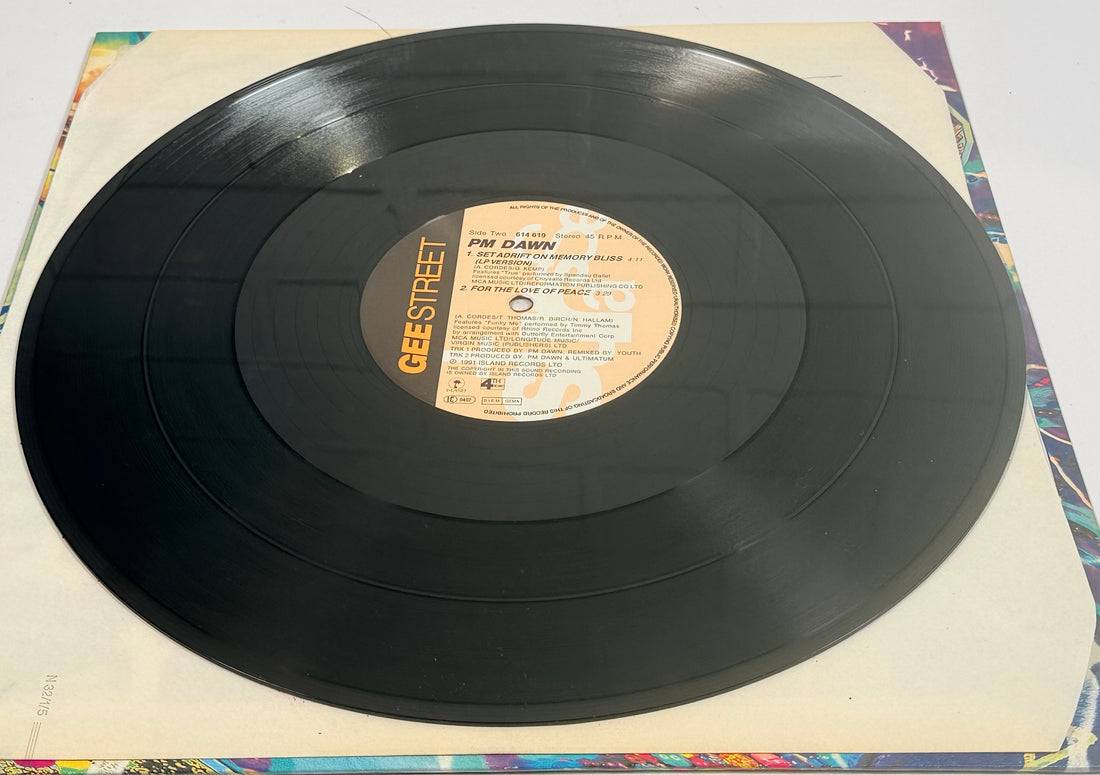 1991 PM Dawn Set Adrift On Memory Bliss 12 inch vinyl maxi single German pressing hip hop classic Gee Street Island Records collectible vintage record.